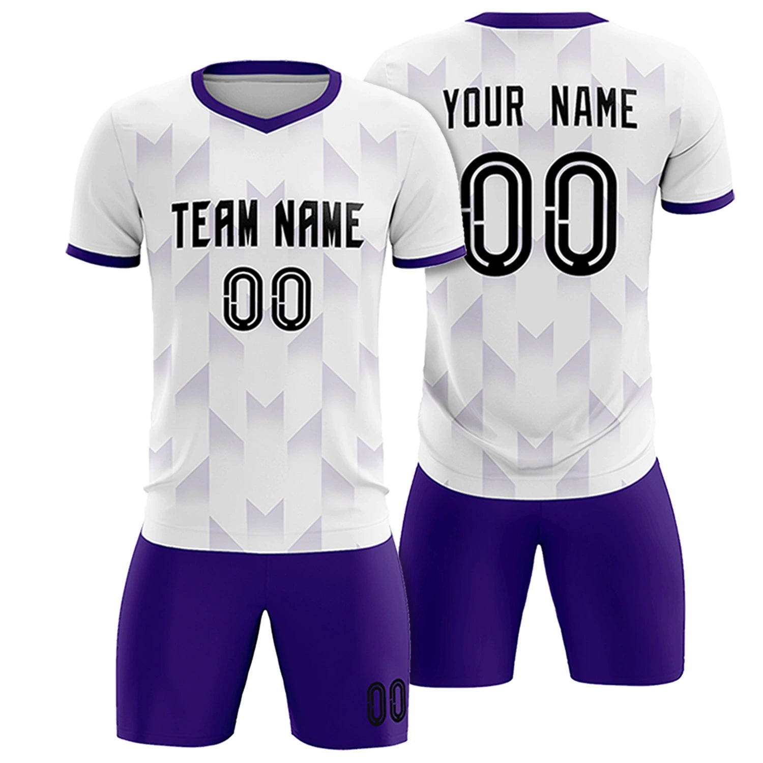 Custom White Purple Men Uniform Soccer Sets Jersey