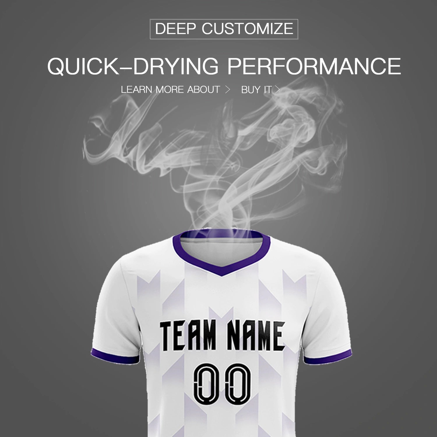 Custom White Purple Men Uniform Soccer Sets Jersey