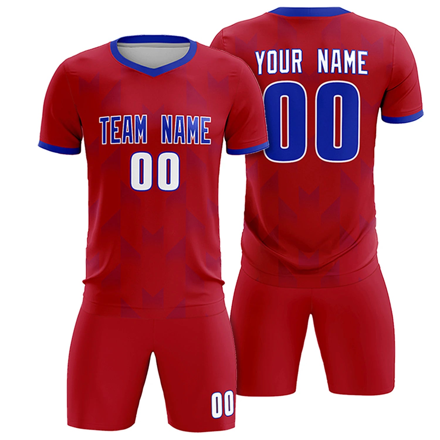 Custom Red Royal Blue Men Uniform Soccer Sets Jersey
