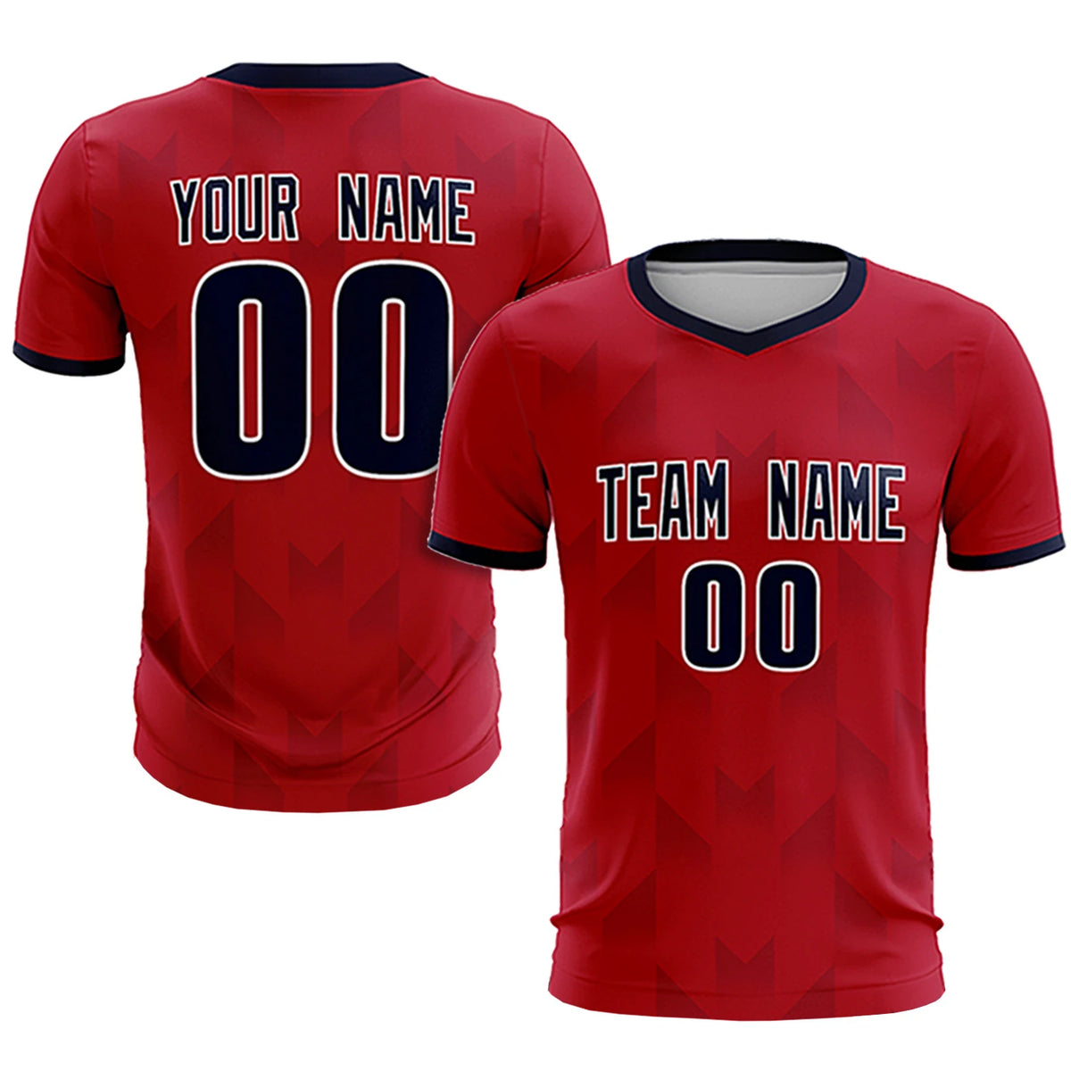 Custom Red Navy Men Uniform Soccer Sets Jersey