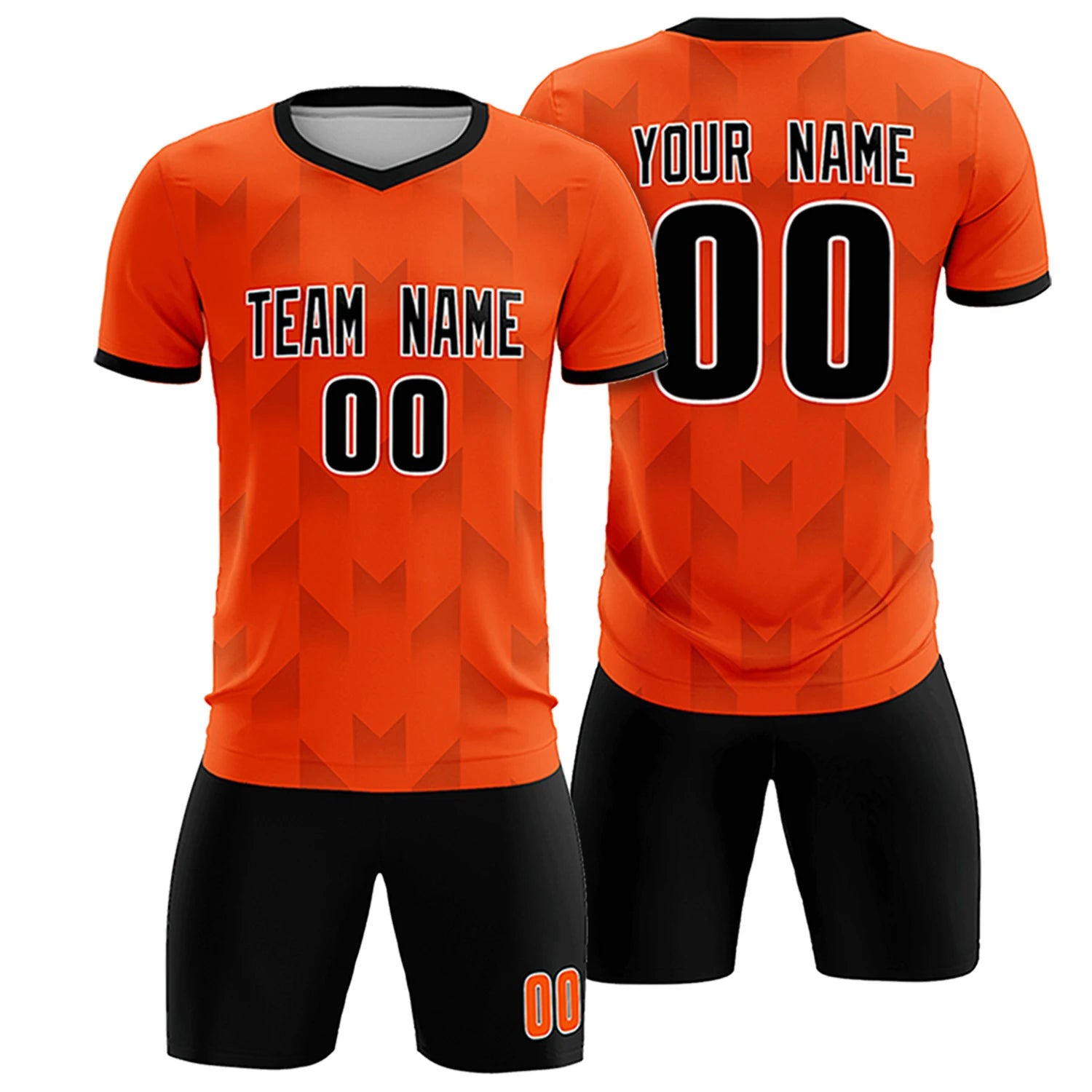 Custom Orange Black Men Uniform Soccer Sets Jersey