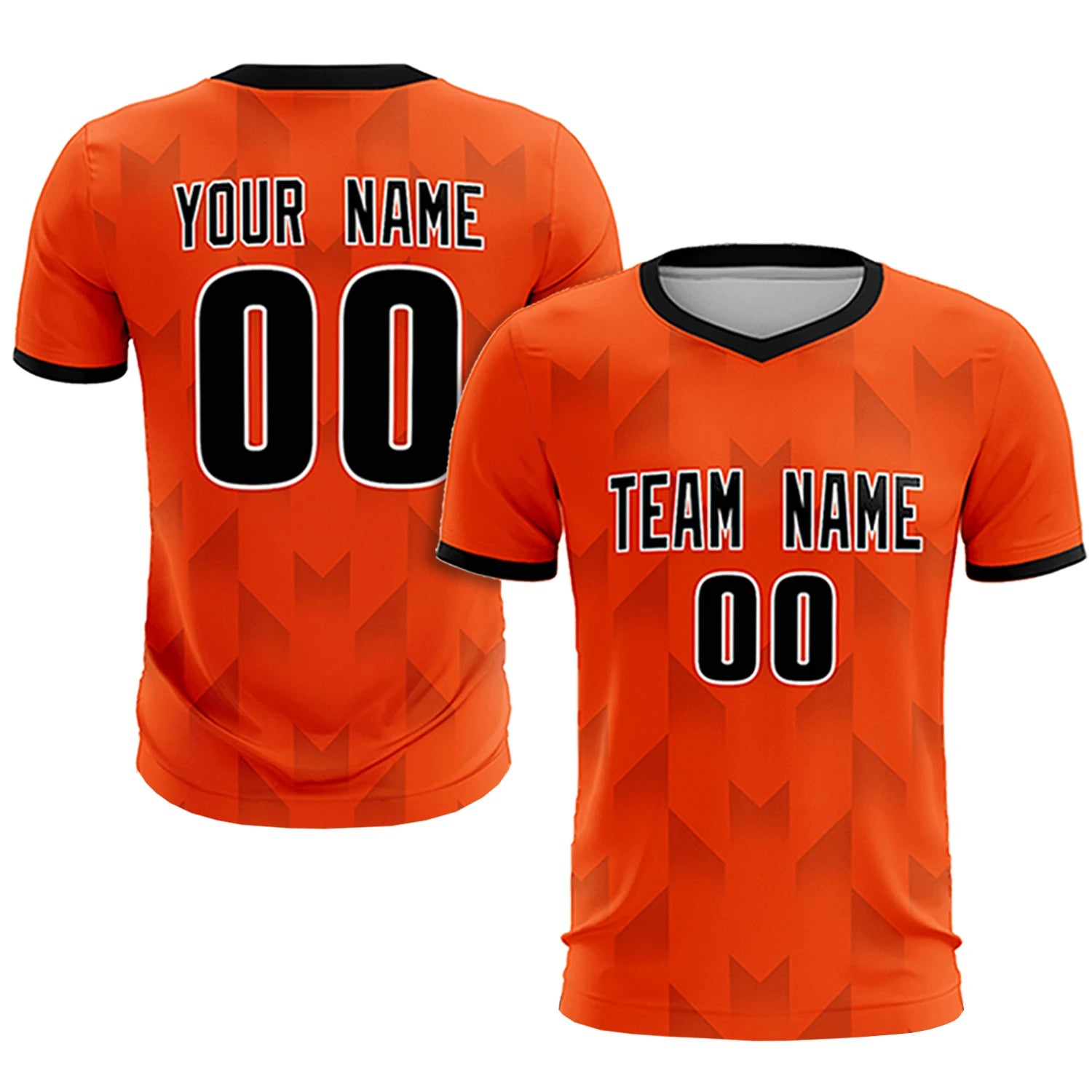 Custom Orange Black Men Uniform Soccer Sets Jersey