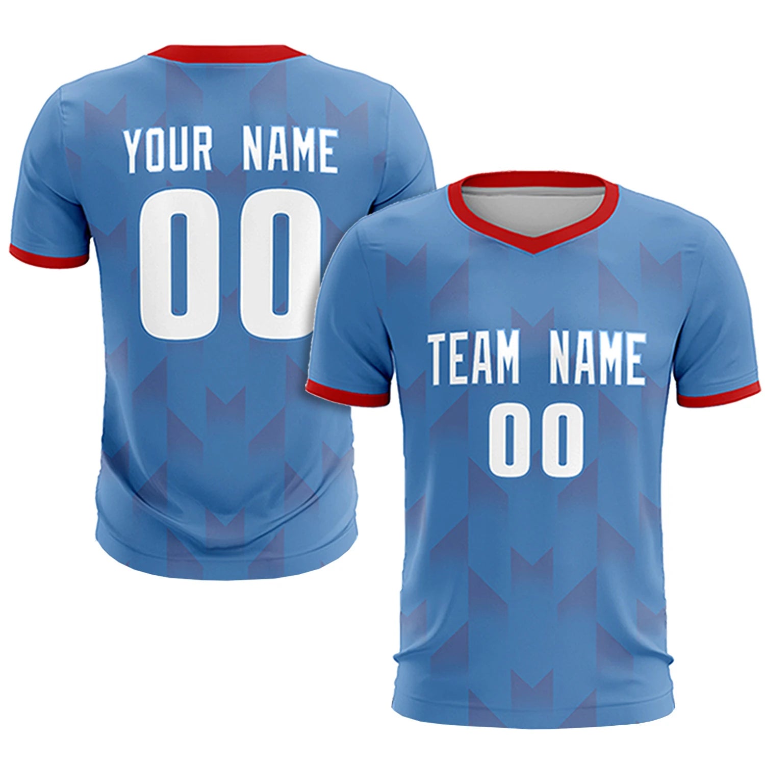 Custom Light Blue Red Men Uniform Soccer Sets Jersey