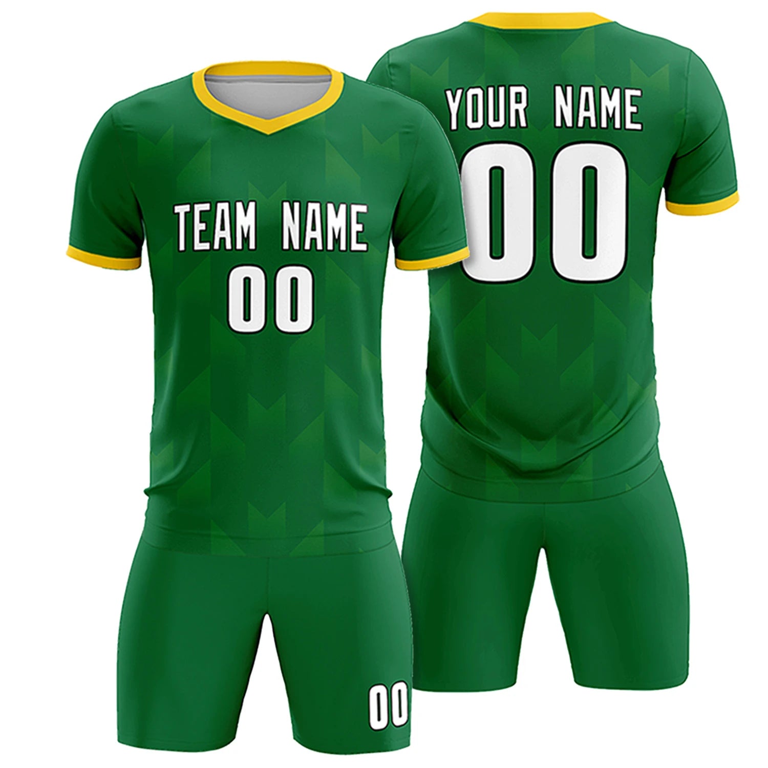 Custom Kelly Green Gold01 Men Uniform Soccer Sets Jersey