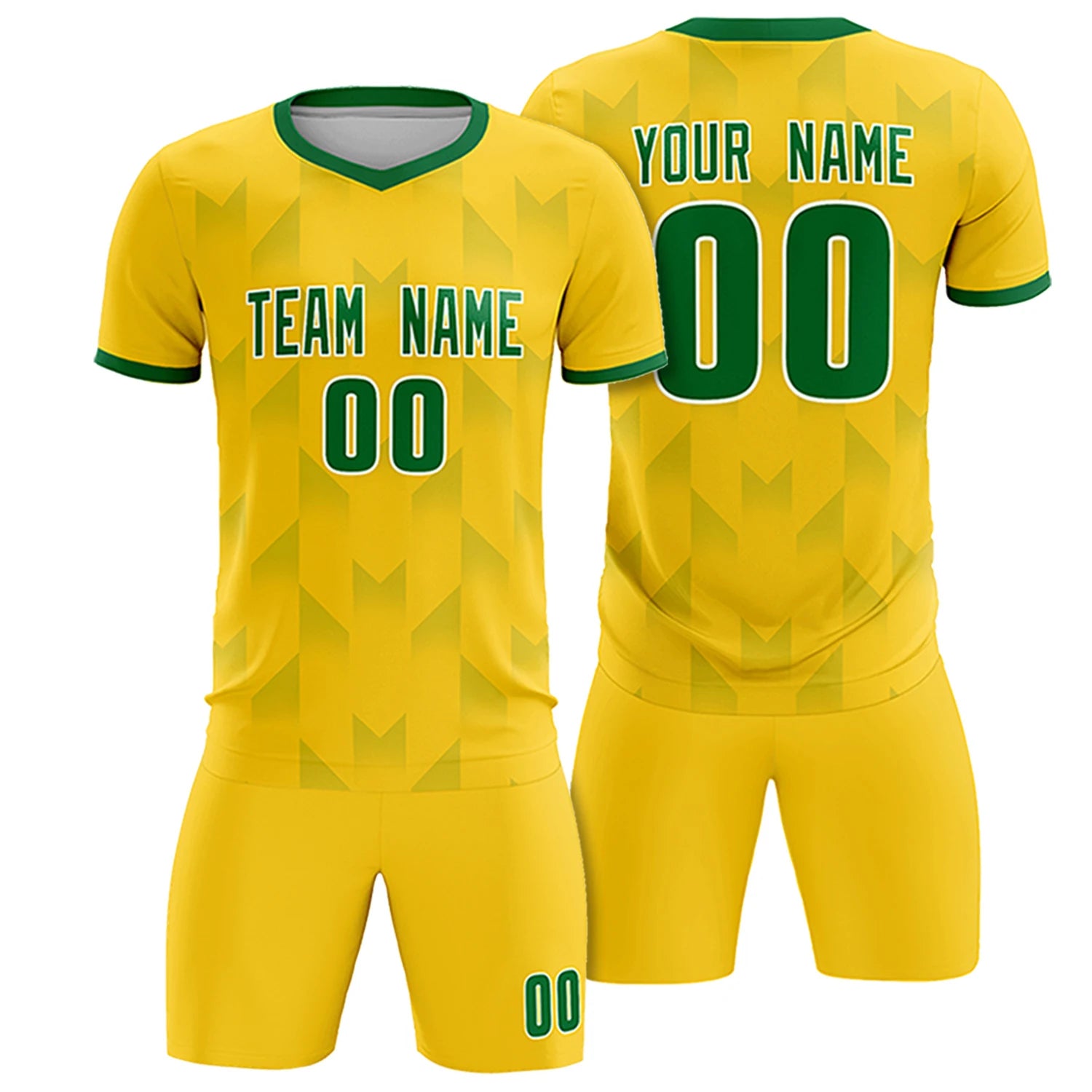 Custom Gold01 Kelly Green Men Uniform Soccer Sets Jersey