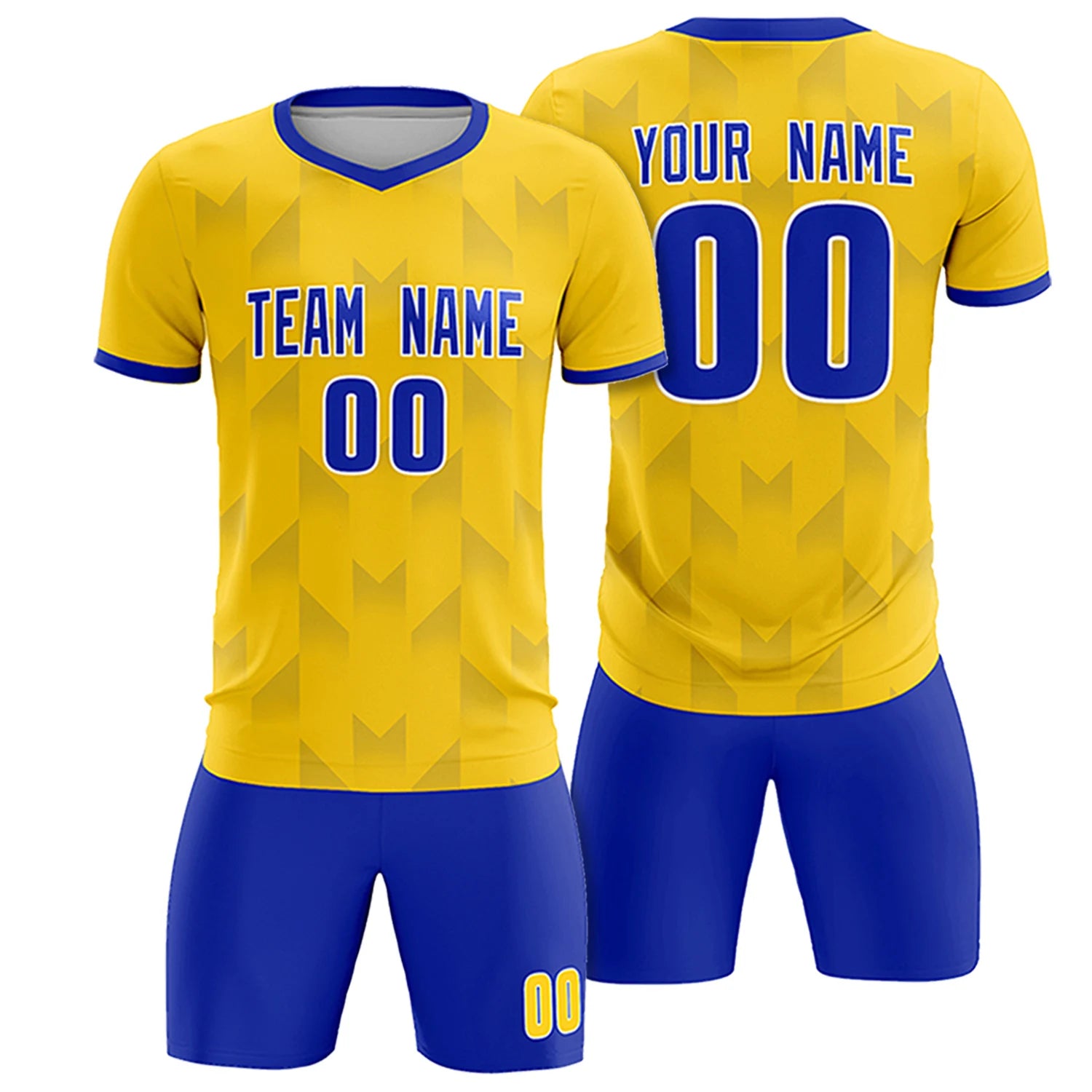 Custom Gold01 Royal Blue Men Uniform Soccer Sets Jersey