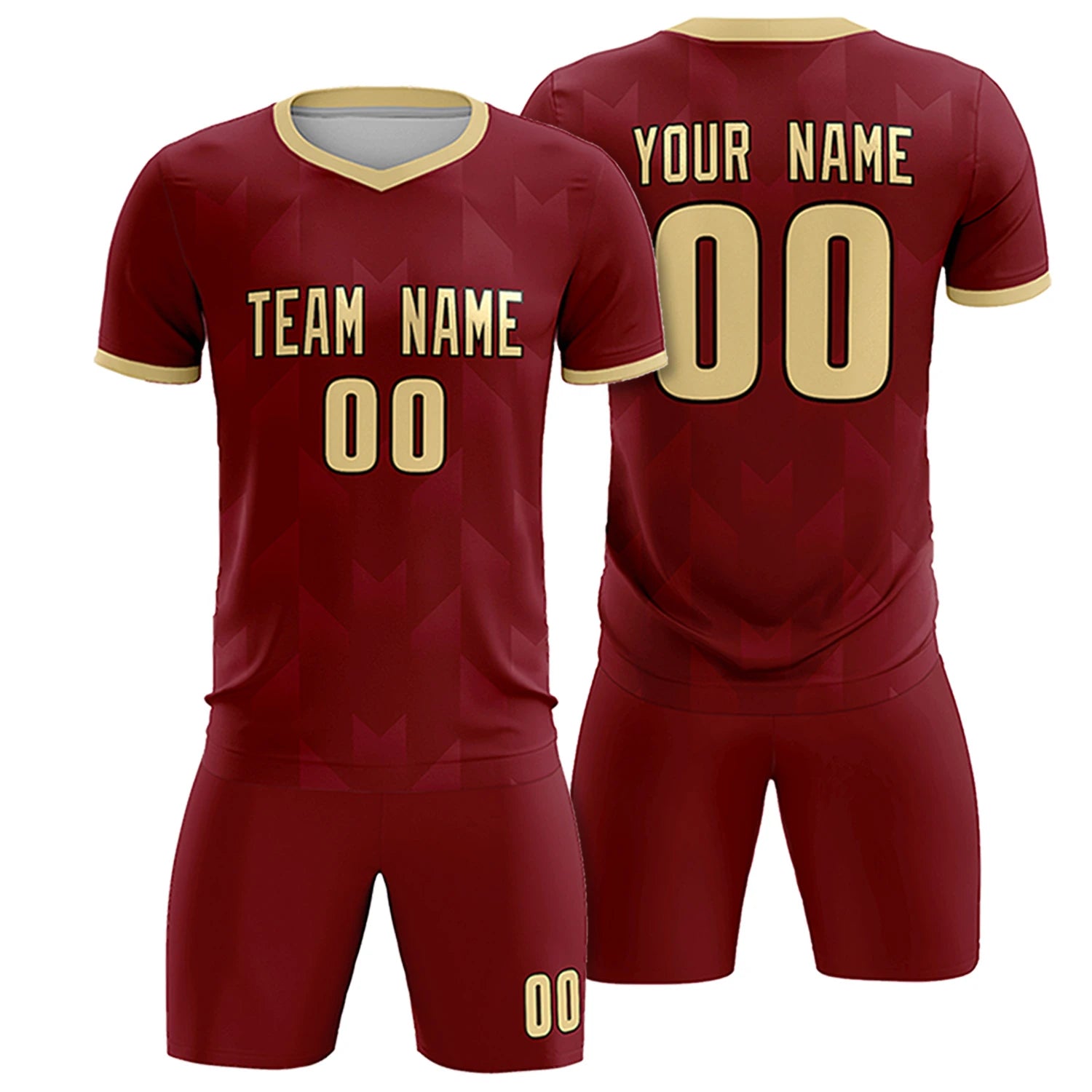 Custom Crimson Khaki Men Uniform Soccer Sets Jersey