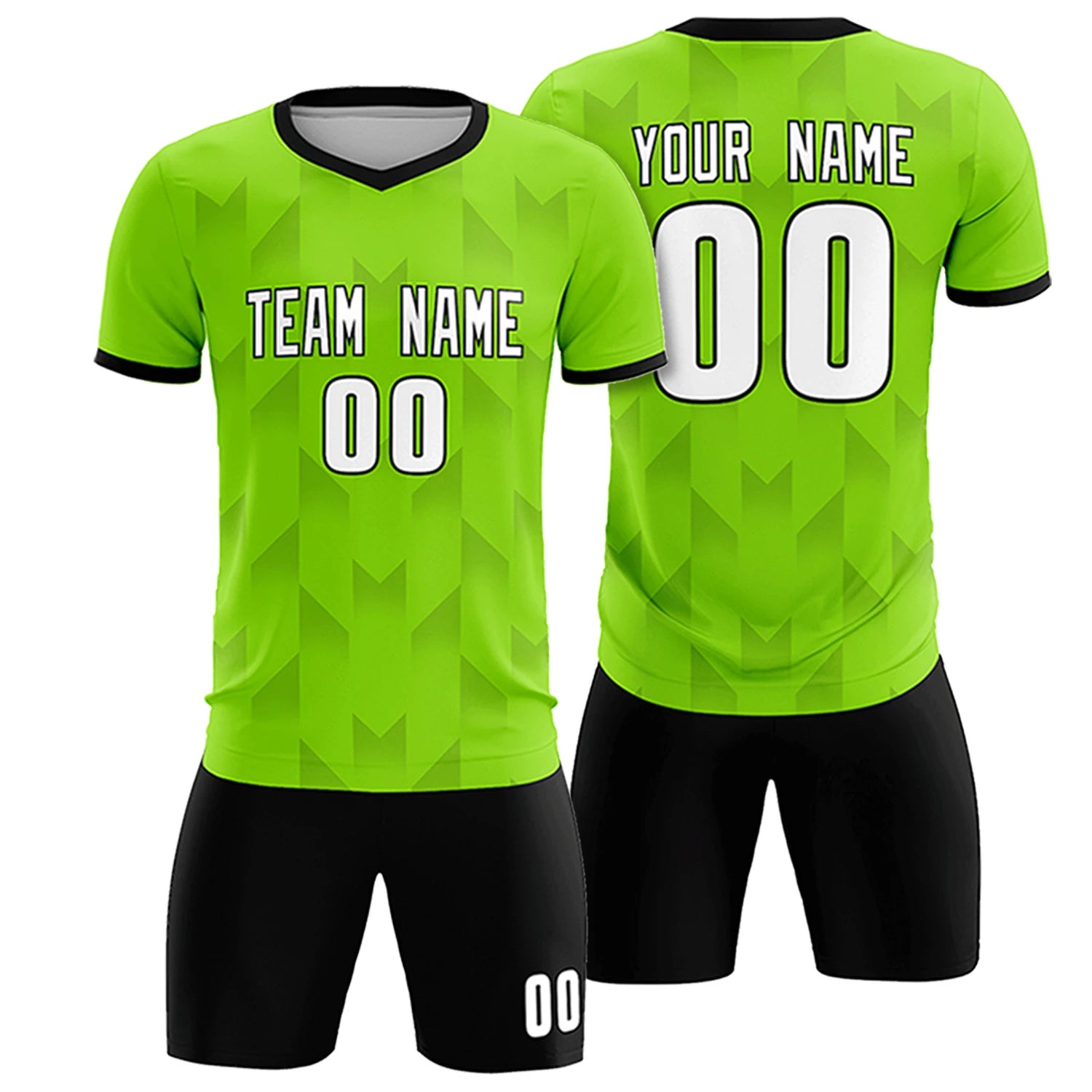 Custom Neon Green Black Men Uniform Soccer Sets Jersey