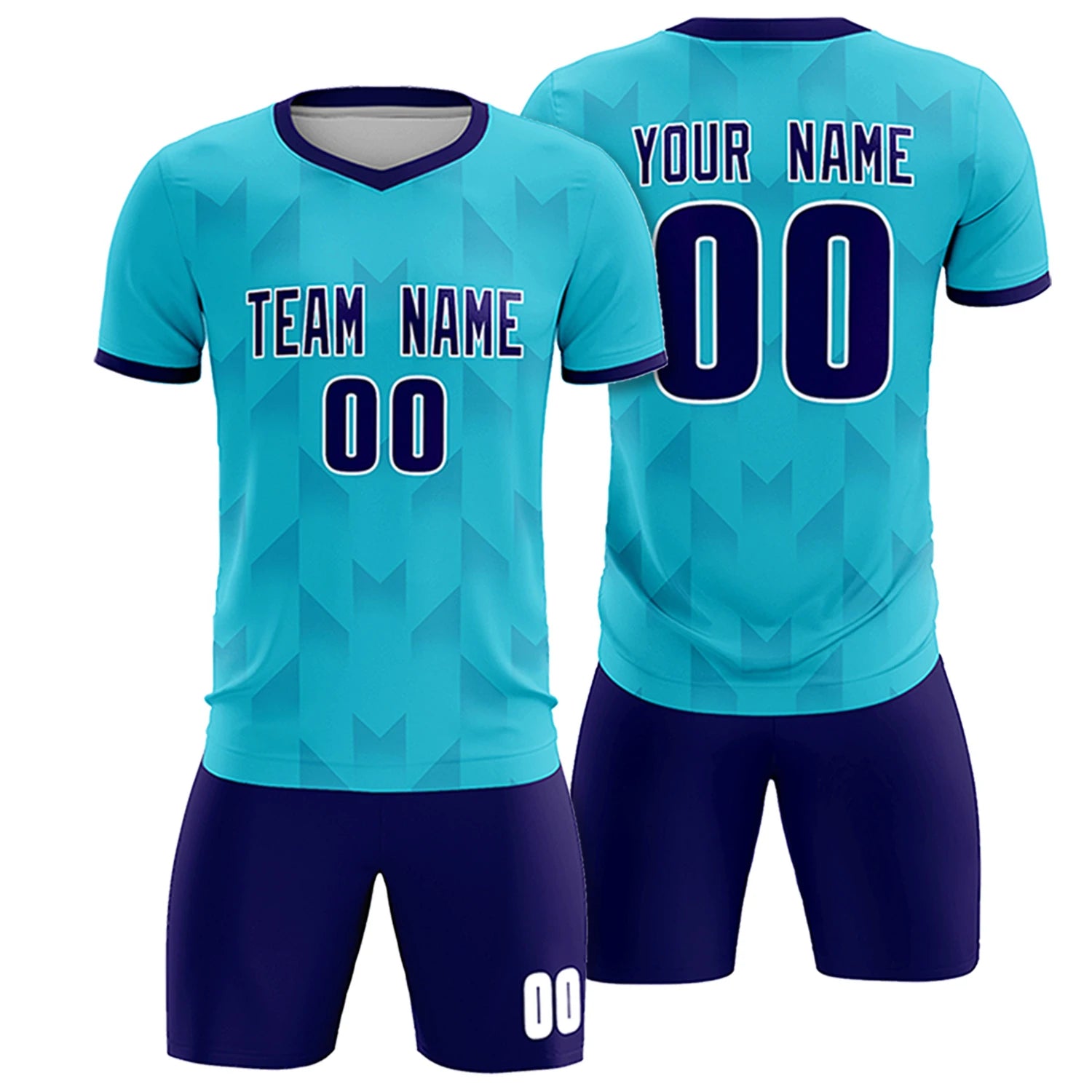 Custom Sky Blue Purple Men Uniform Soccer Sets Jersey
