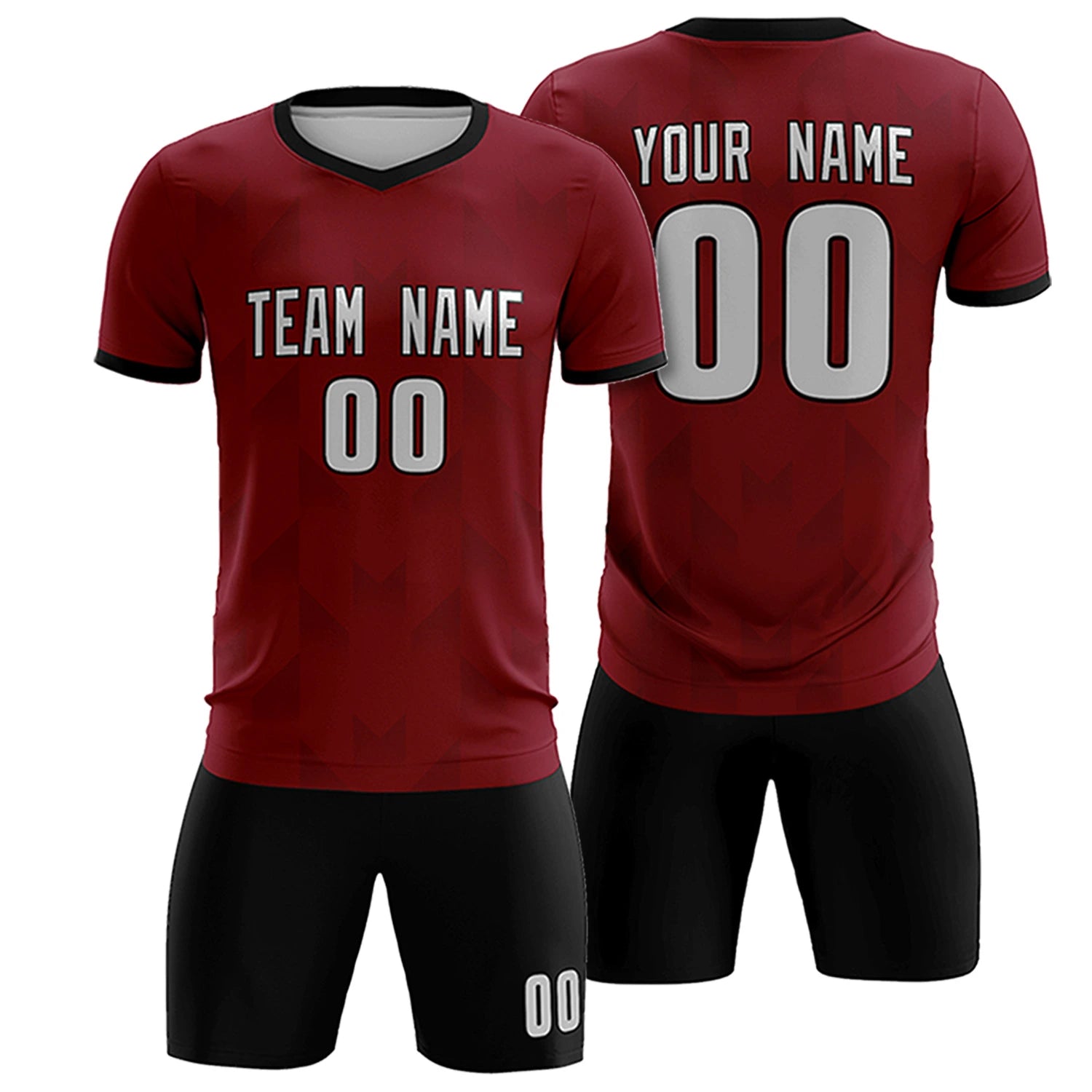 Custom Crimson Black Men Uniform Soccer Sets Jersey