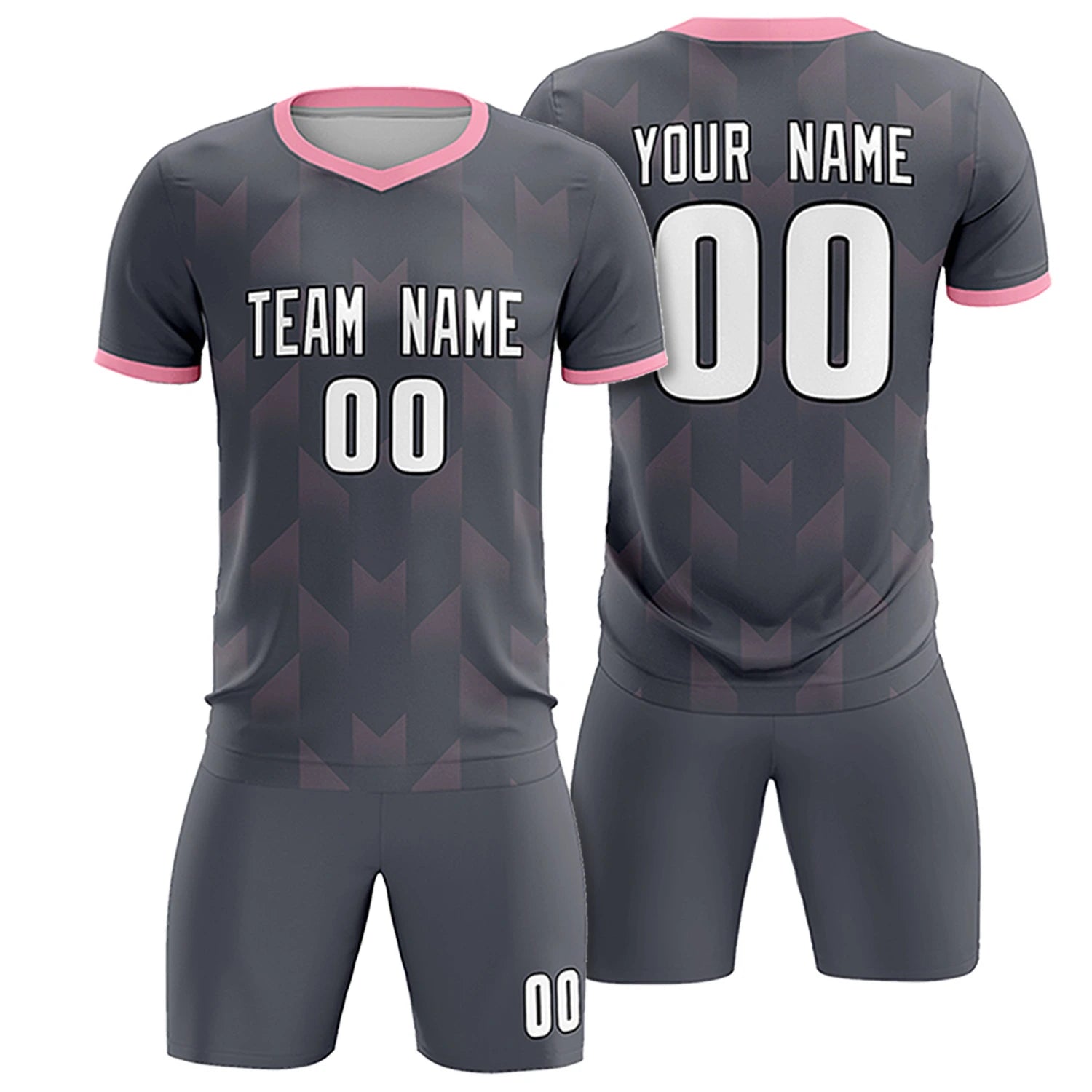 Custom Gray Light Pink Men Uniform Soccer Sets Jersey