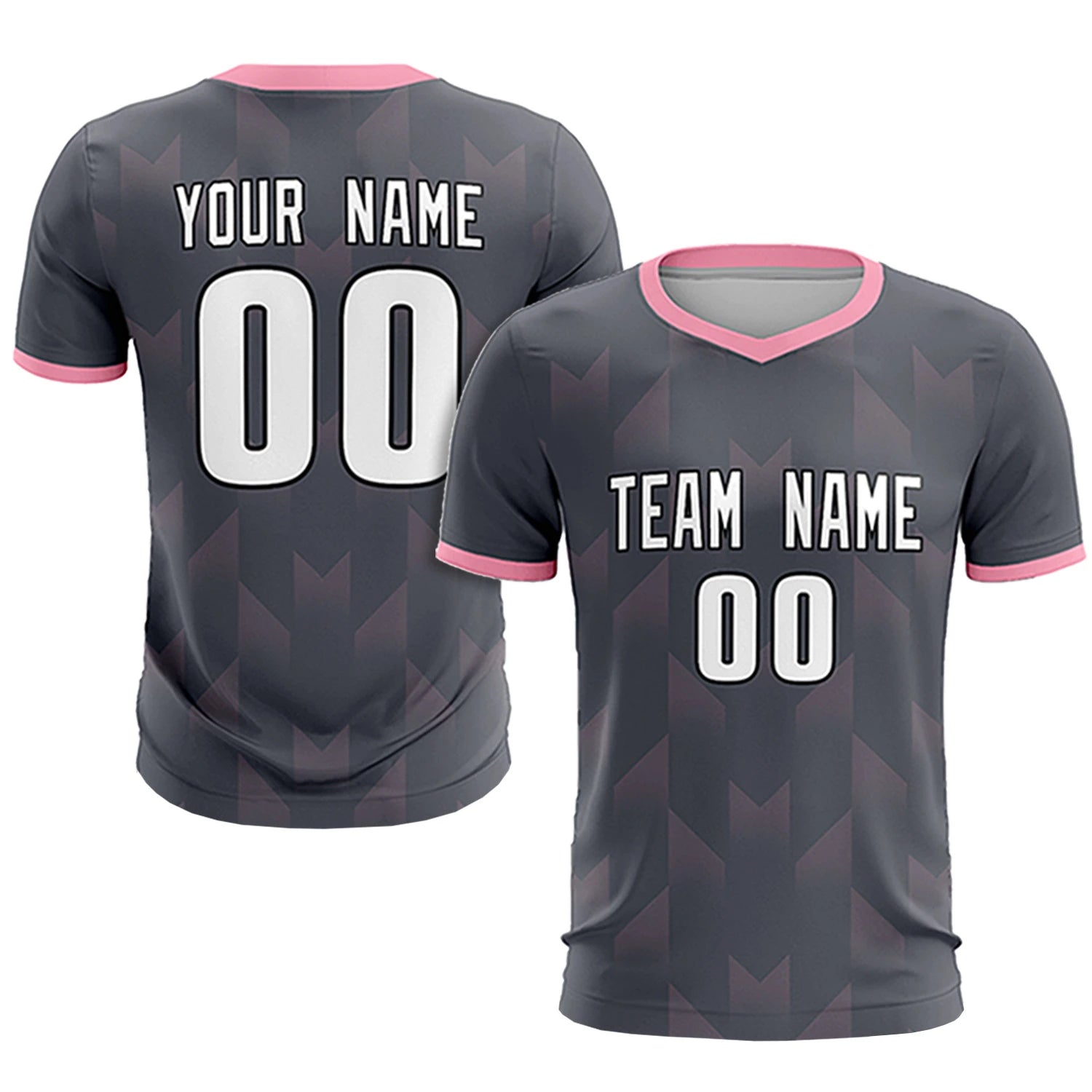 Custom Gray Light Pink Men Uniform Soccer Sets Jersey