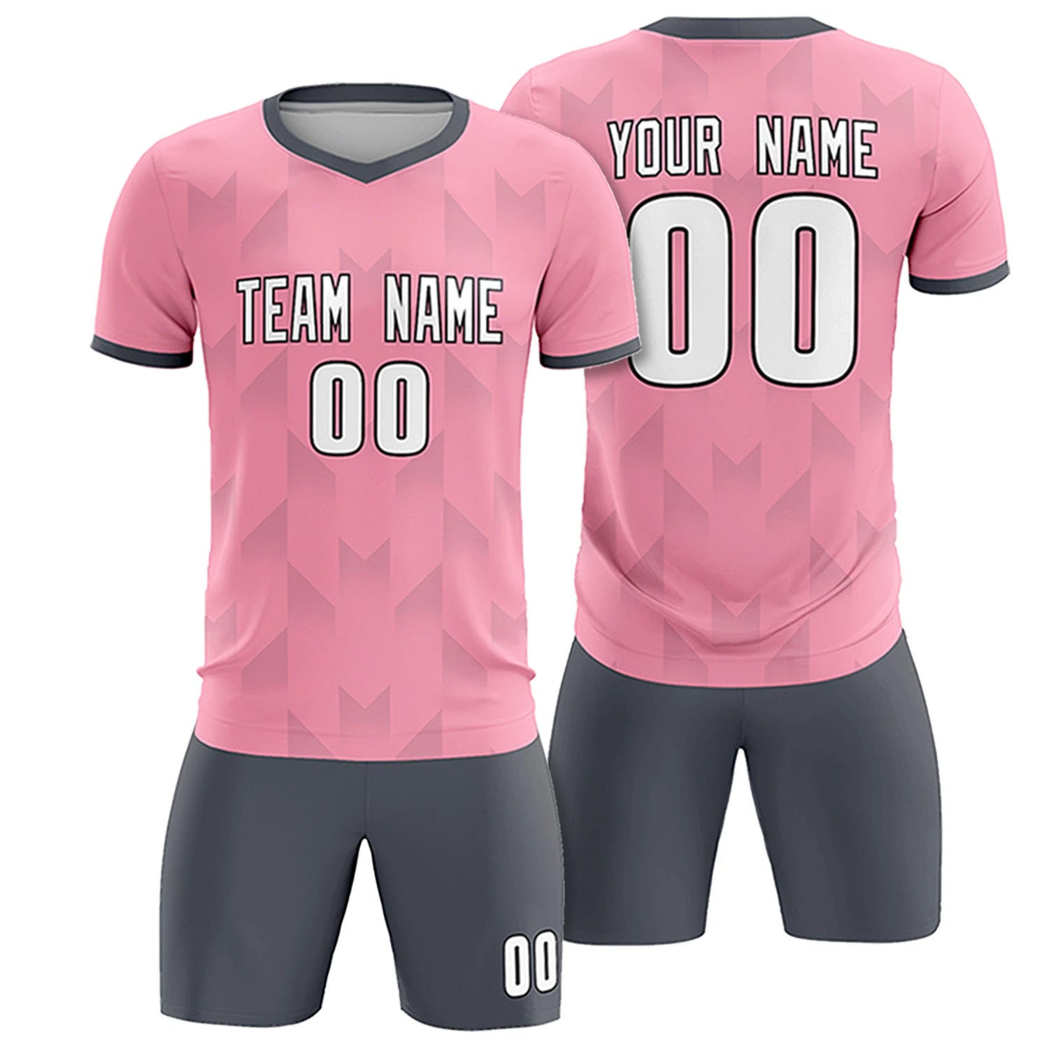 Custom Light Pink Gray Men Uniform Soccer Sets Jersey