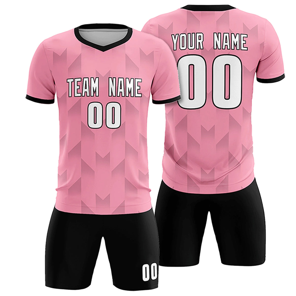 Custom Light Pink Black Men Uniform Soccer Sets Jersey
