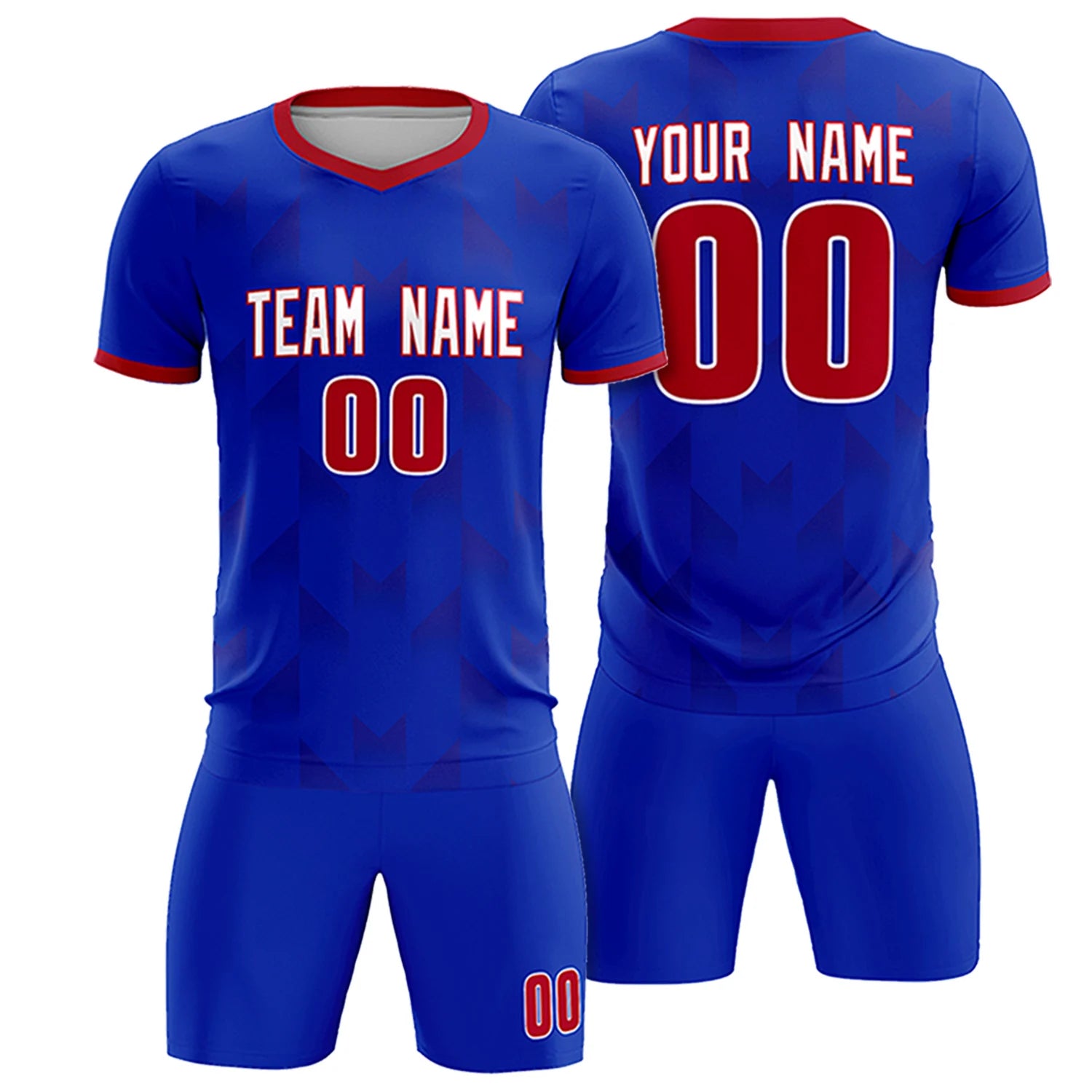 Custom Royal Blue Red Men Uniform Soccer Sets Jersey