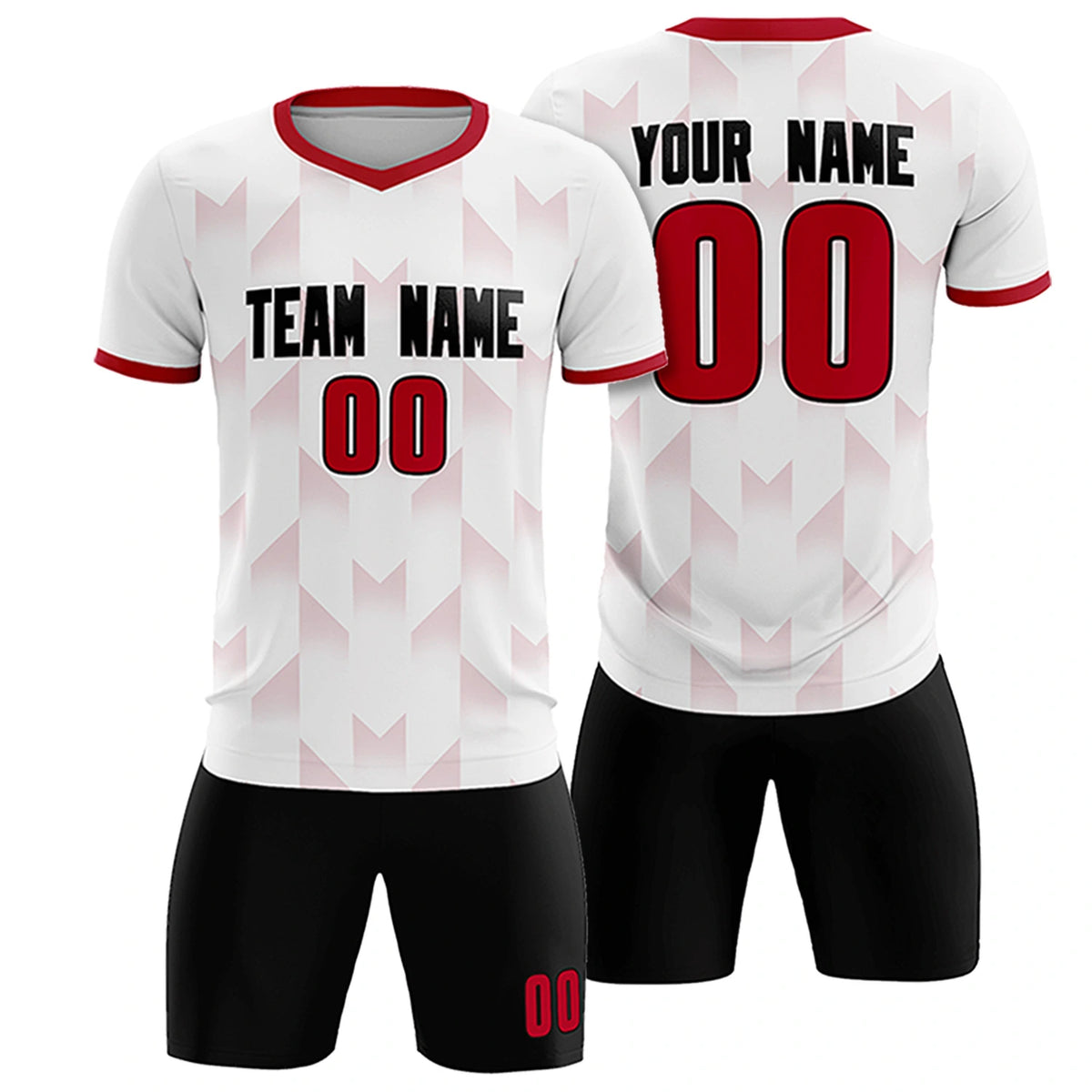 Custom White Red Men Uniform Soccer Sets Jersey