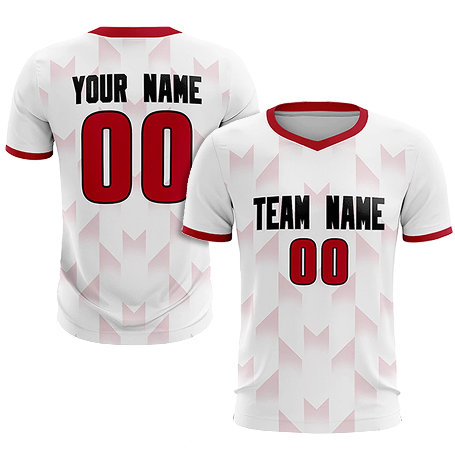 Custom White Red Men Uniform Soccer Sets Jersey
