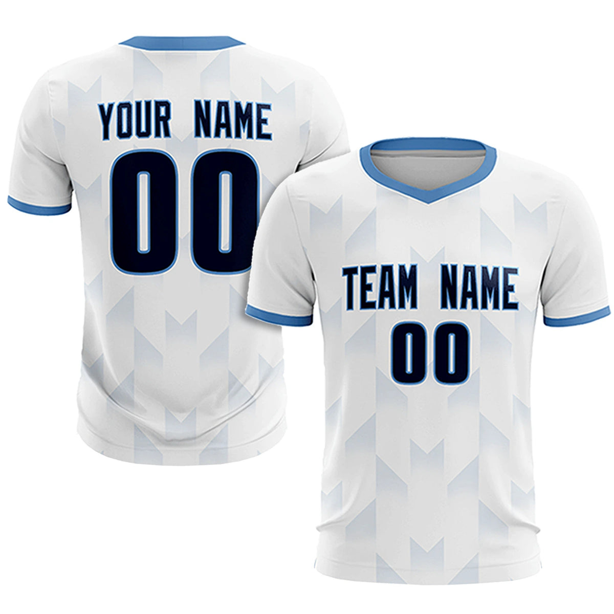 Custom White Light Blue Men Uniform Soccer Sets Jersey