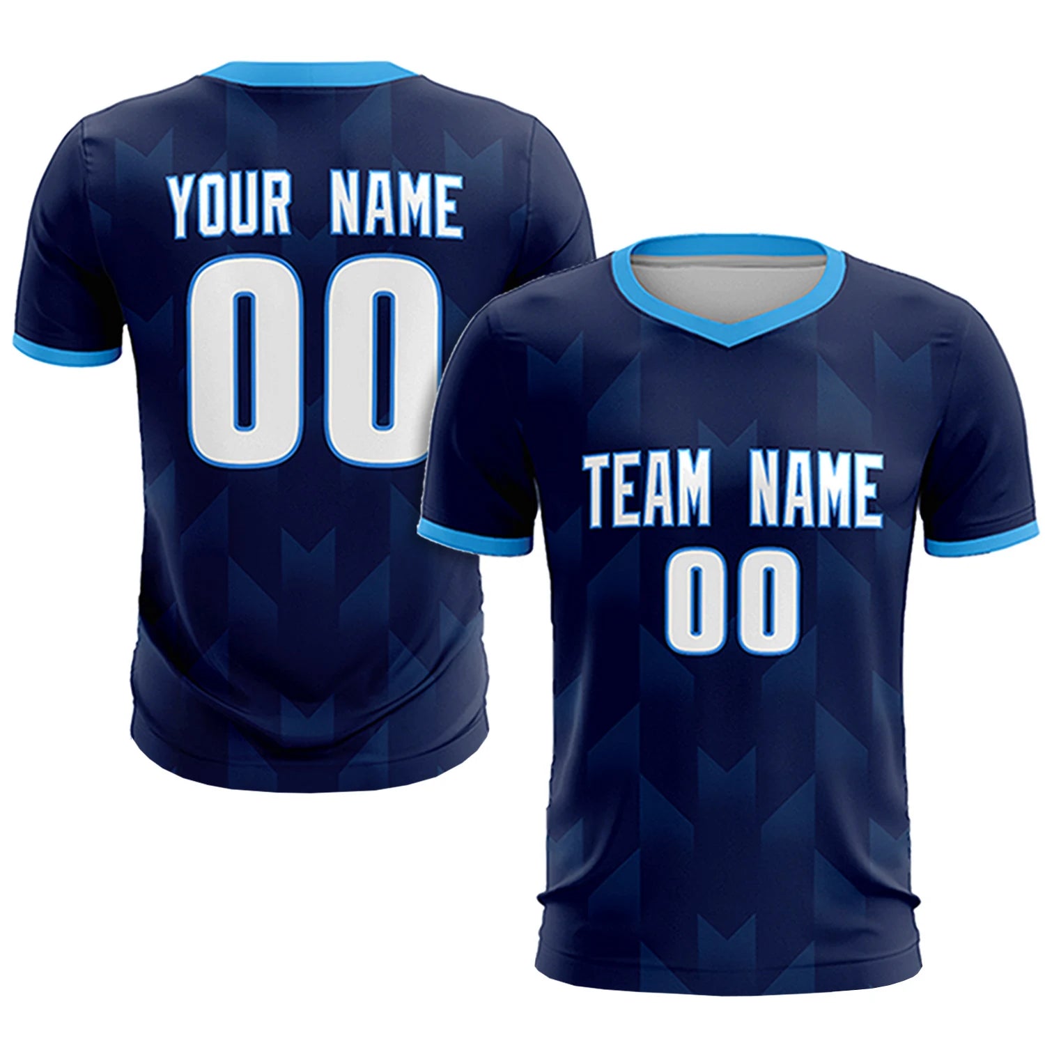 Custom Navy Powder Blue Men Uniform Soccer Sets Jersey