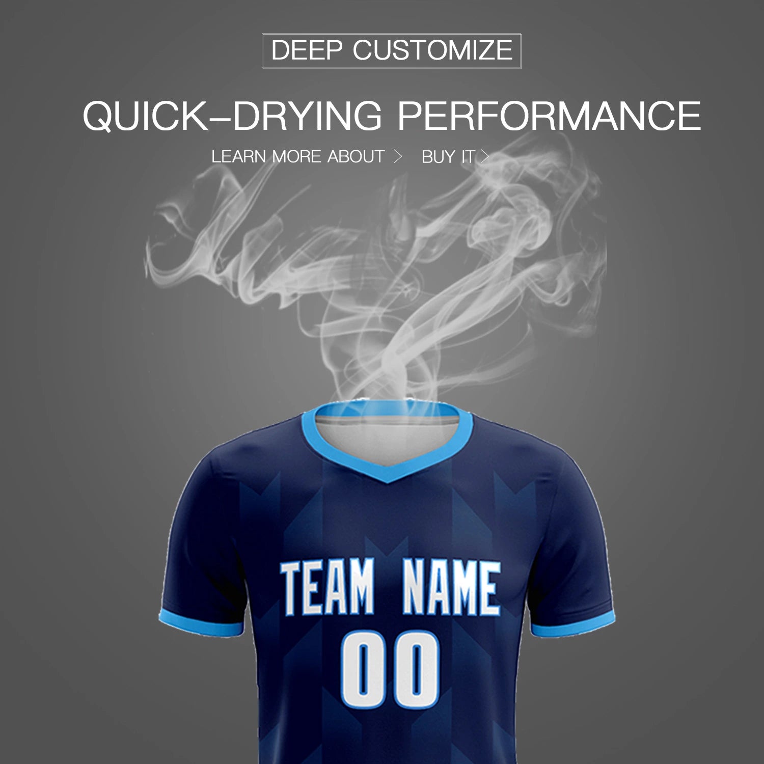 Custom Navy Powder Blue Men Uniform Soccer Sets Jersey