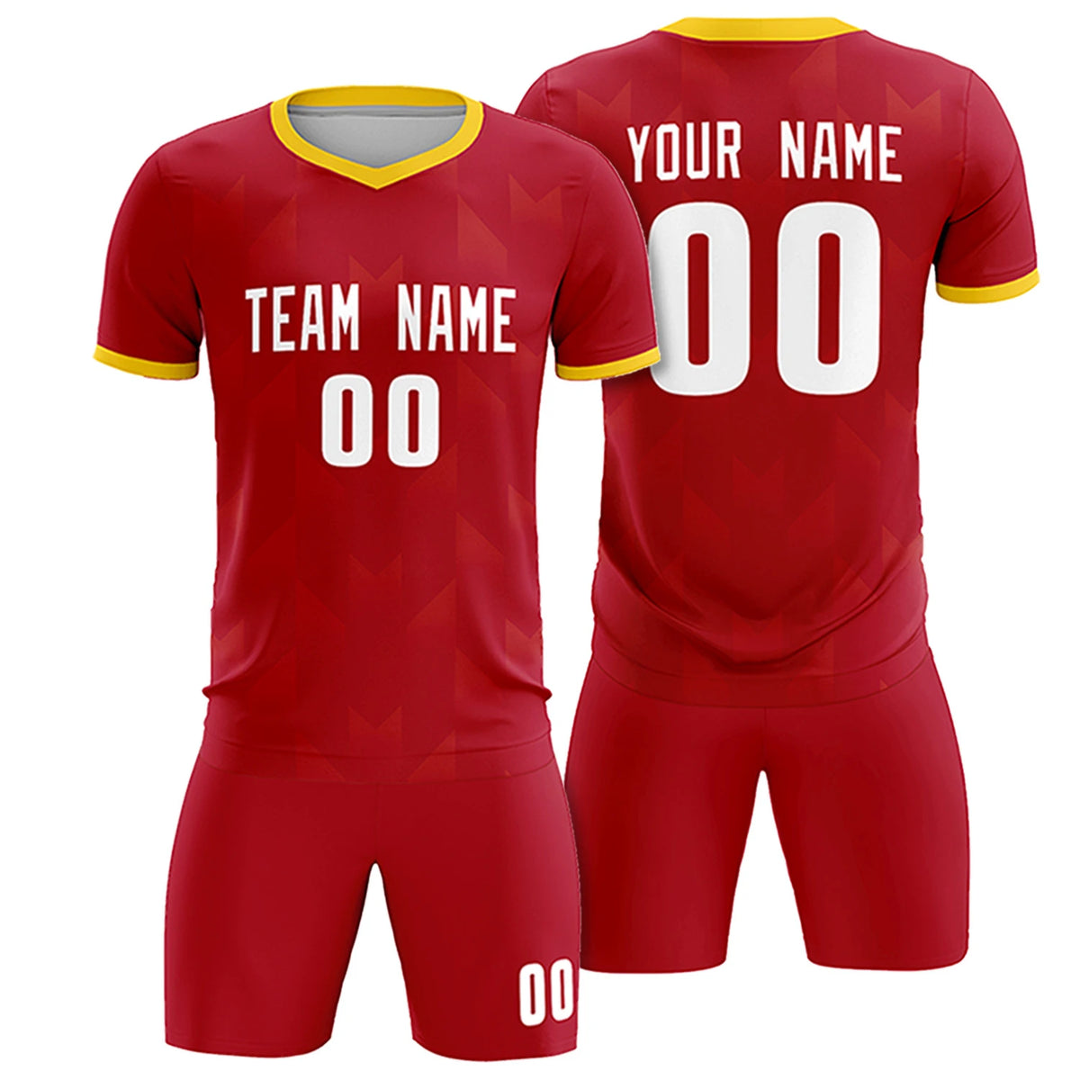 Custom Red Gold01 Men Uniform Soccer Sets Jersey
