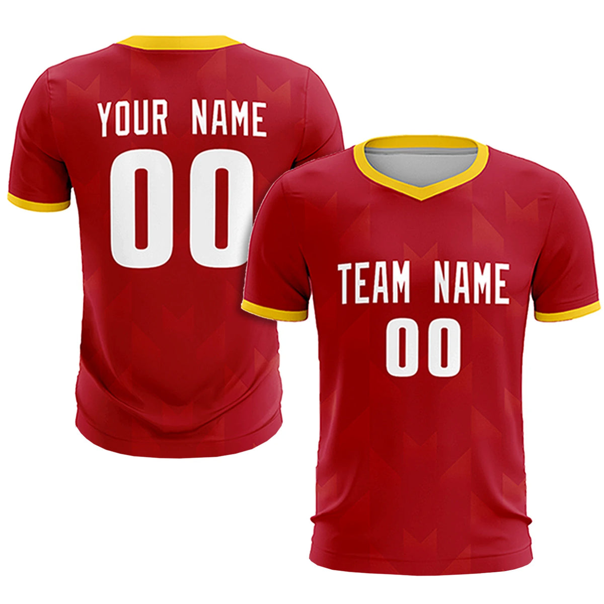 Custom Red Gold01 Men Uniform Soccer Sets Jersey