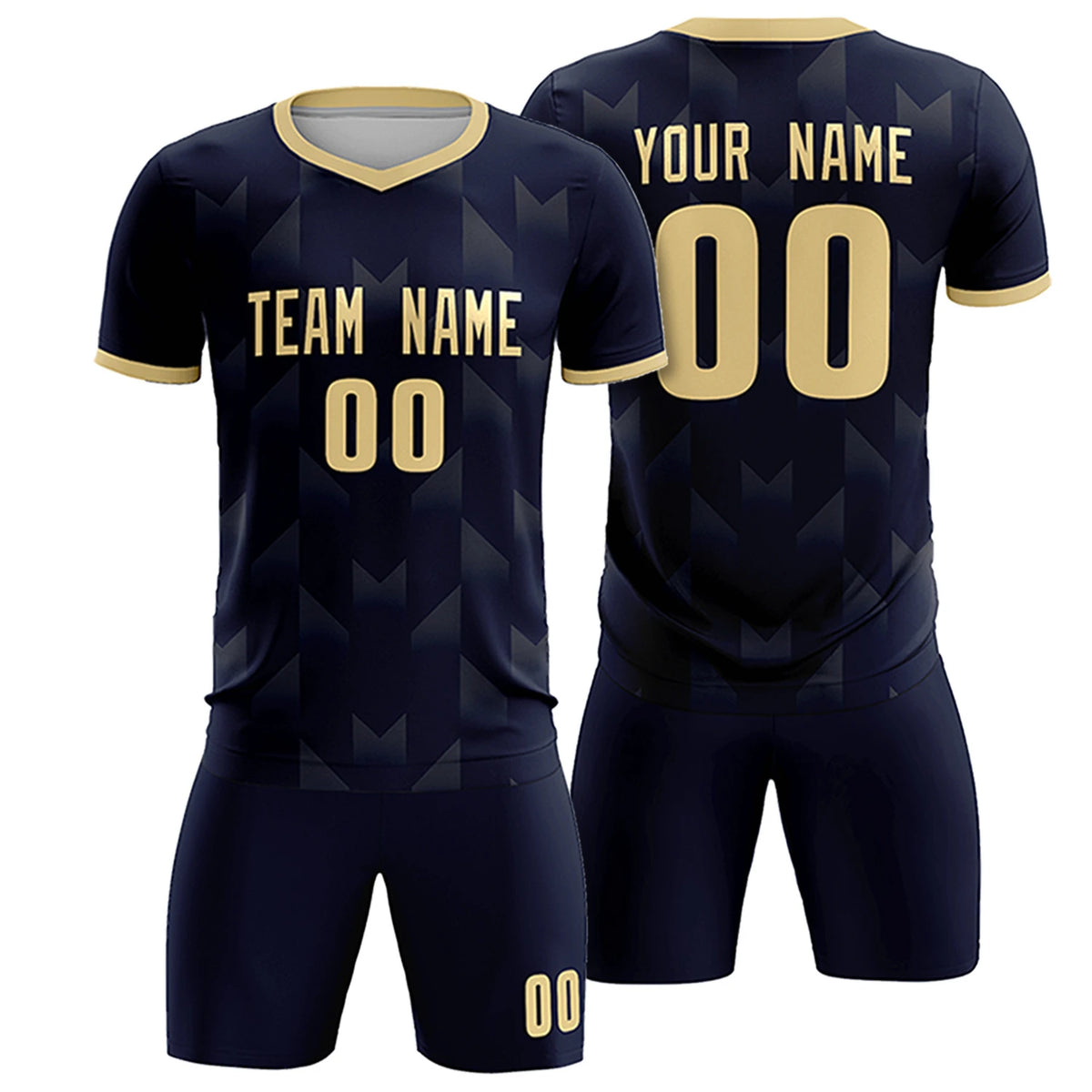 Custom Navy Khaki Men Uniform Soccer Sets Jersey