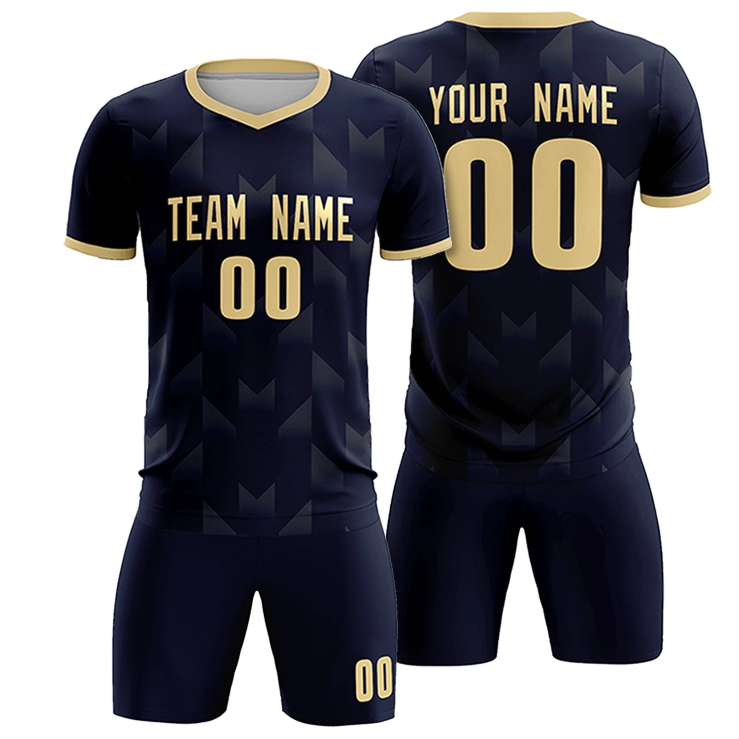 Custom Navy Khaki Men Uniform Soccer Sets Jersey