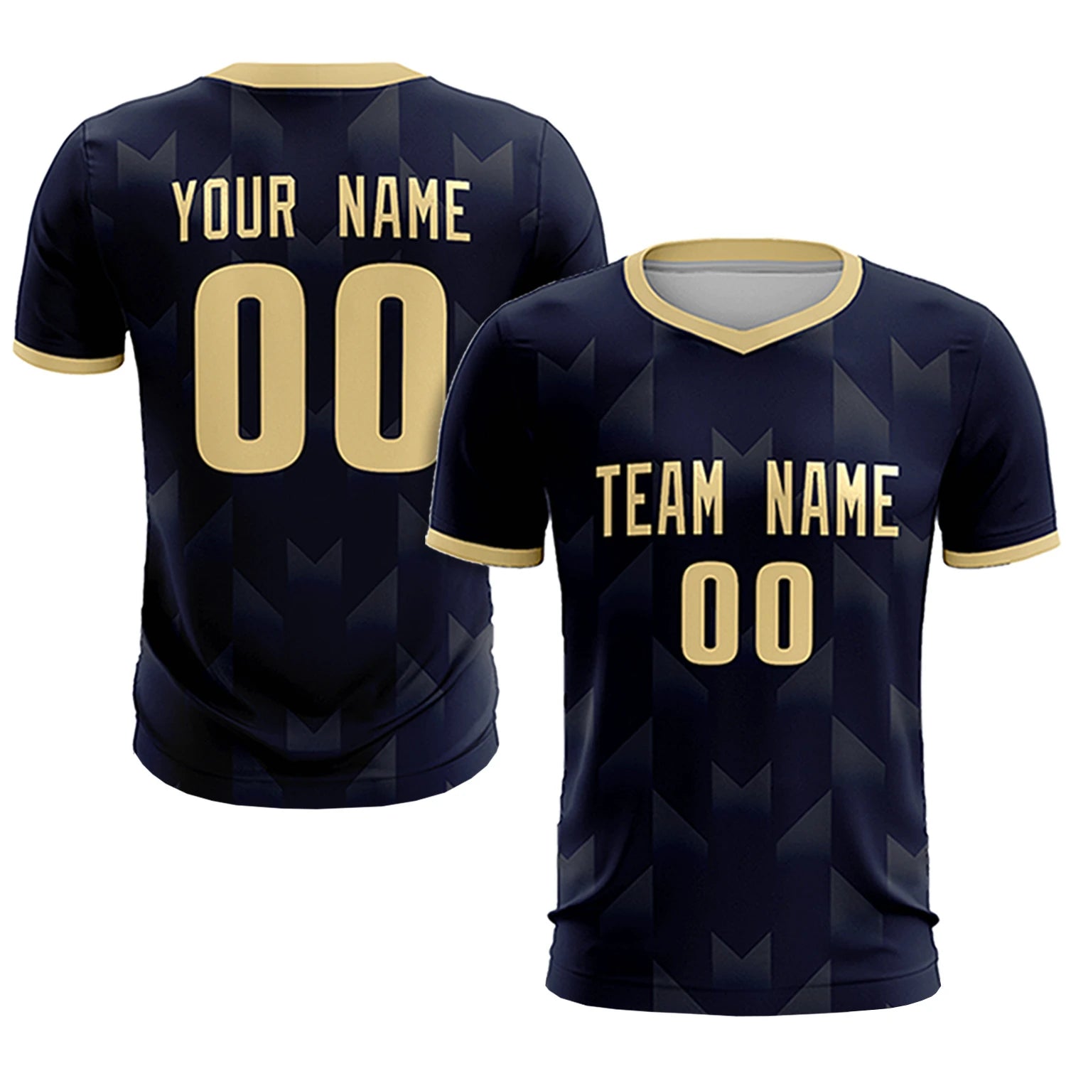 Custom Navy Khaki Men Uniform Soccer Sets Jersey