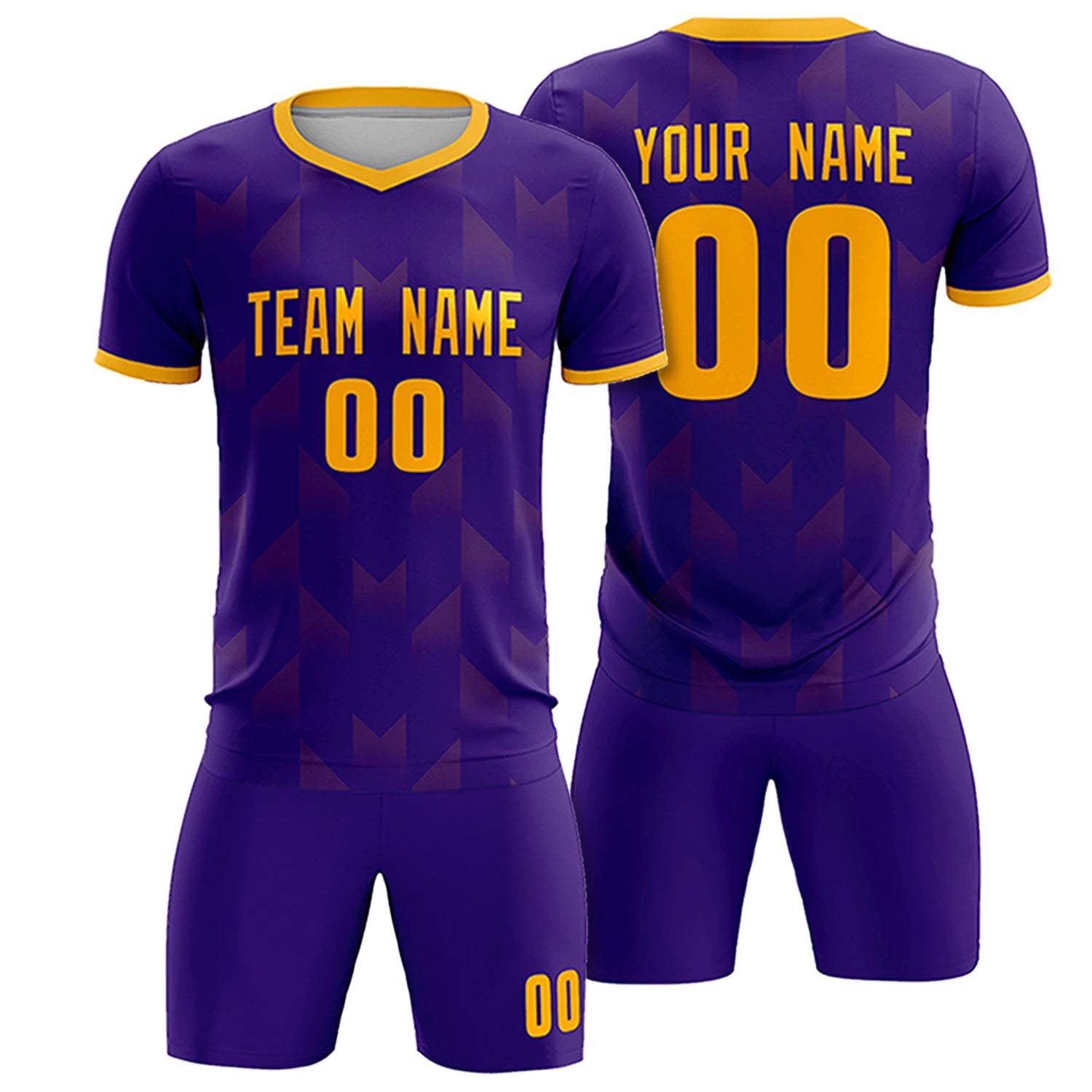 Custom Purple Yellow Men Uniform Soccer Sets Jersey