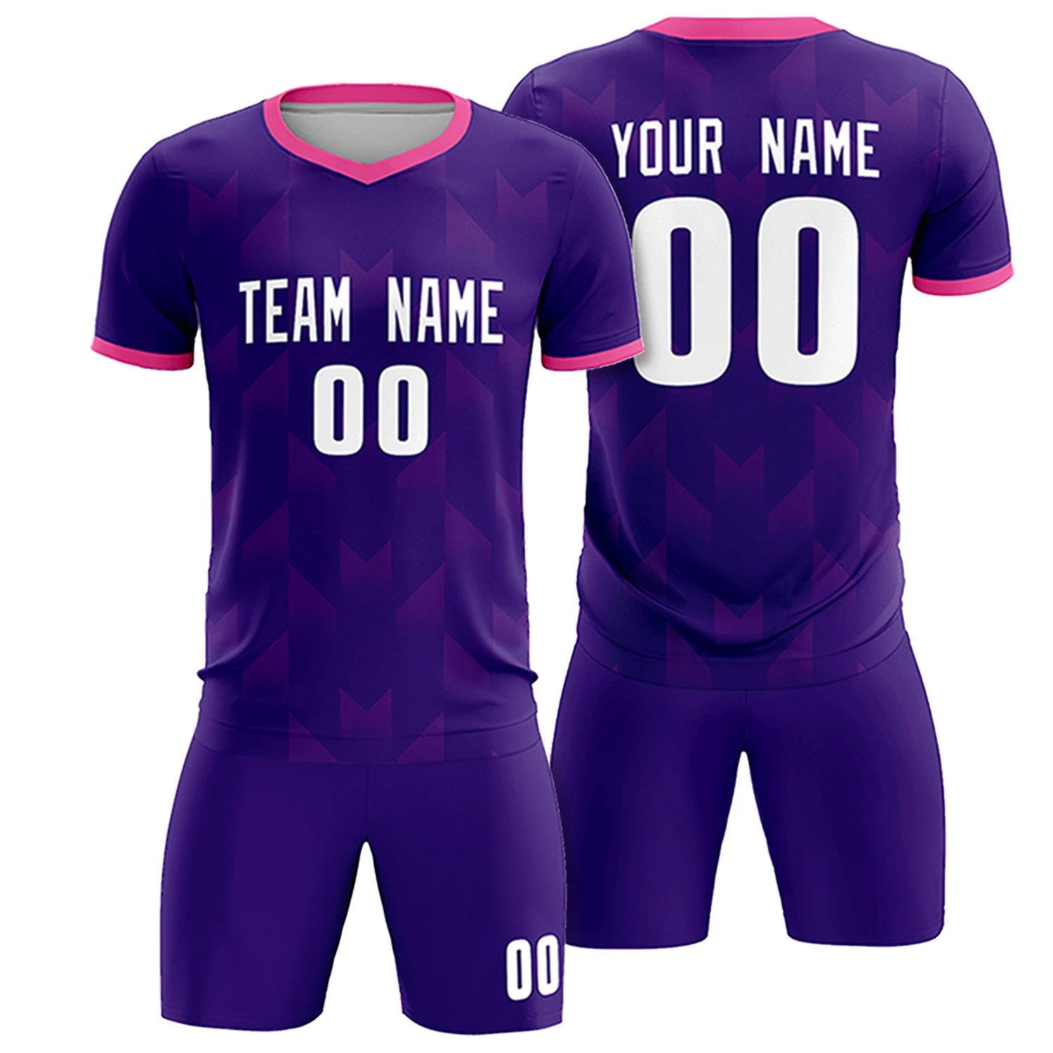 Custom Purple Pink Men Uniform Soccer Sets Jersey