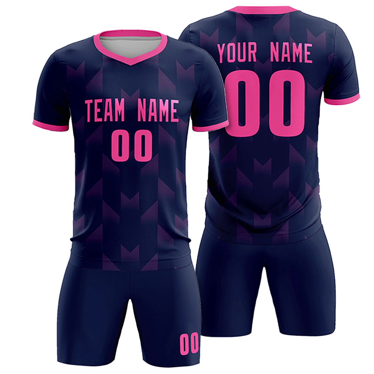 Custom Navy Pink Men Uniform Soccer Sets Jersey