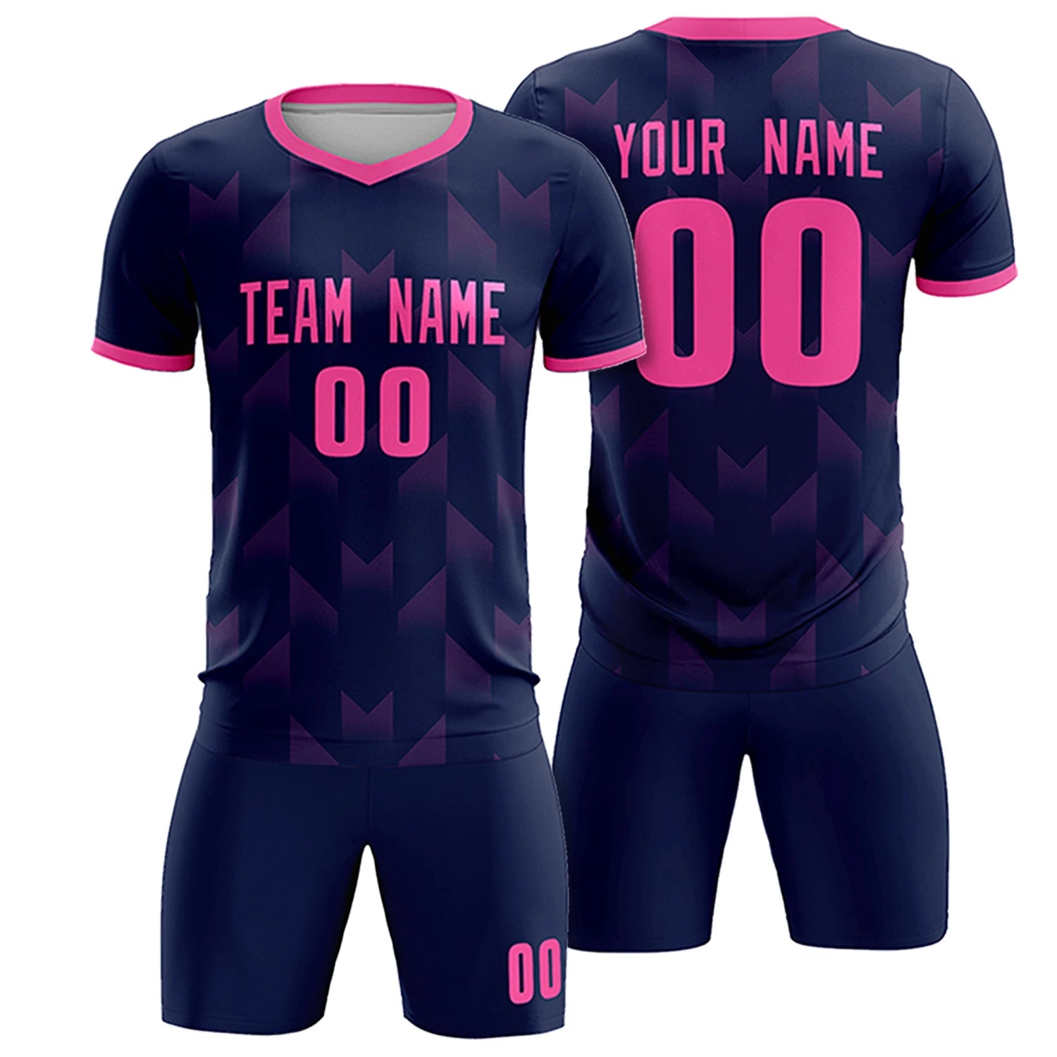 Custom Navy Pink Men Uniform Soccer Sets Jersey