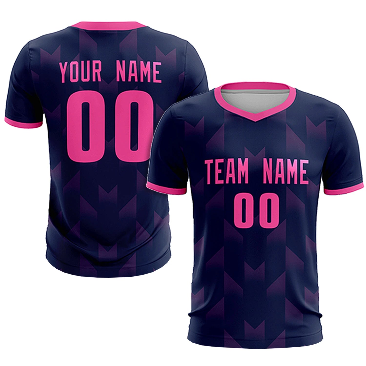 Custom Navy Pink Men Uniform Soccer Sets Jersey