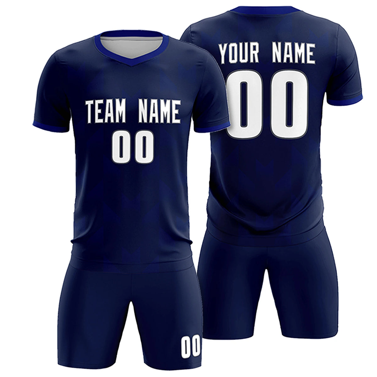 Custom Navy Royal Blue Men Uniform Soccer Sets Jersey