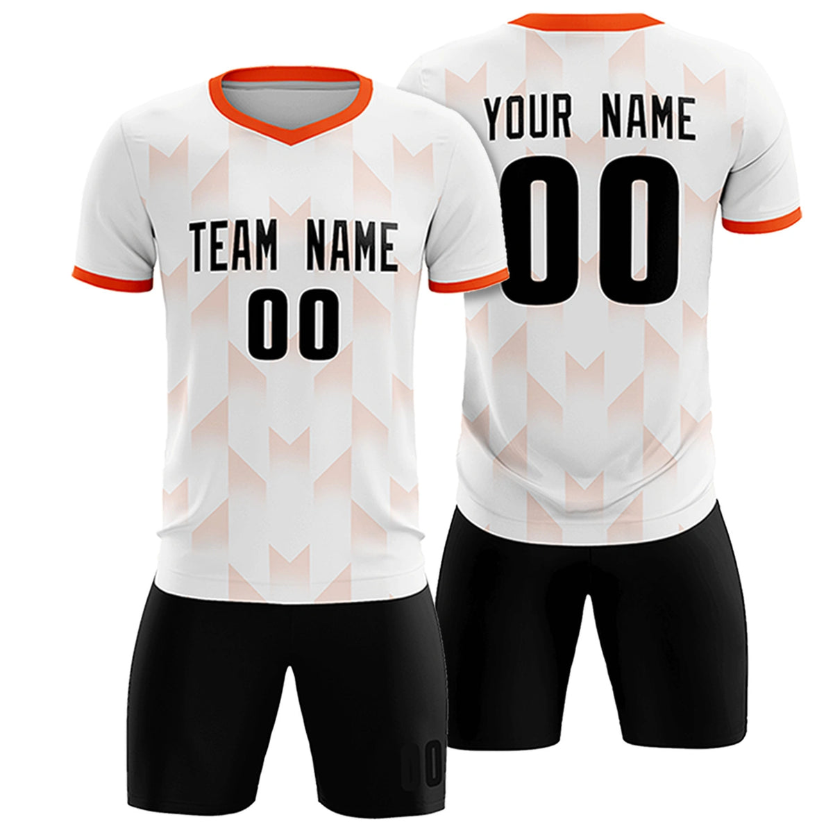 Custom White Orange Men Uniform Soccer Sets Jersey