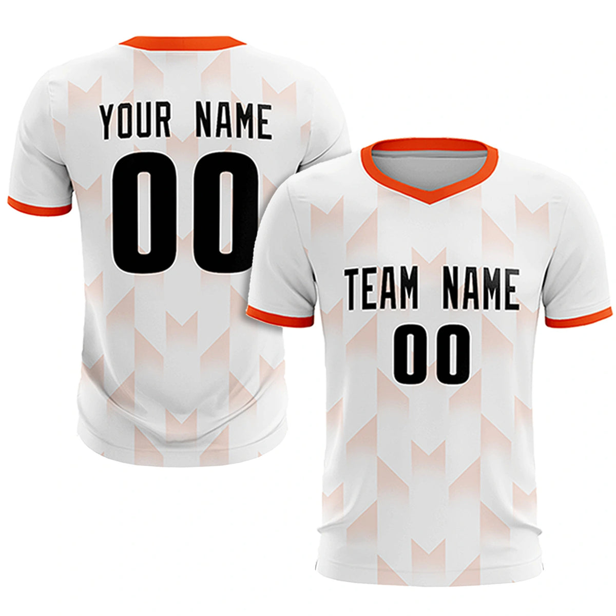 Custom White Orange Men Uniform Soccer Sets Jersey