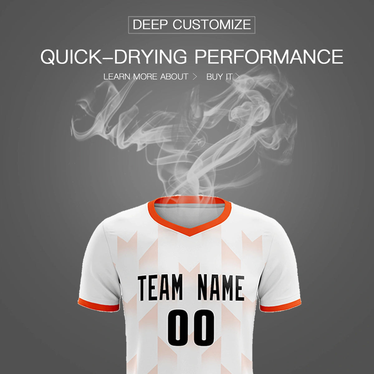 Custom White Orange Men Uniform Soccer Sets Jersey