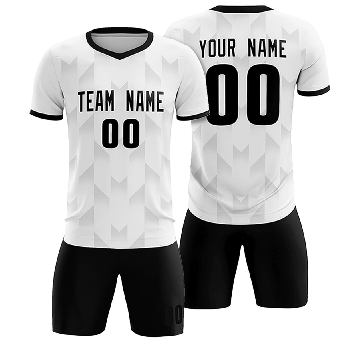Custom White Gray Men Uniform Soccer Sets Jersey
