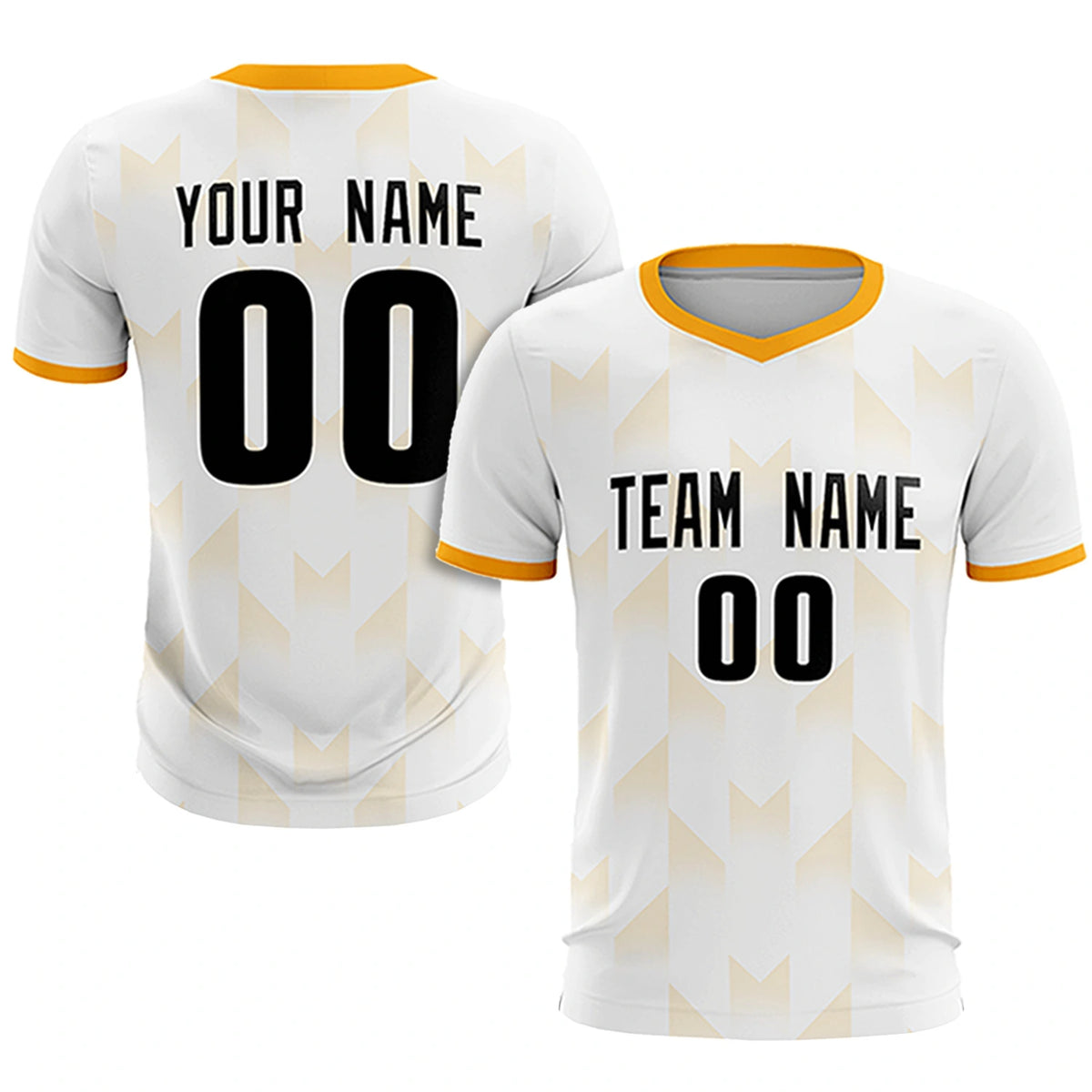 Custom White Yellow Men Uniform Soccer Sets Jersey