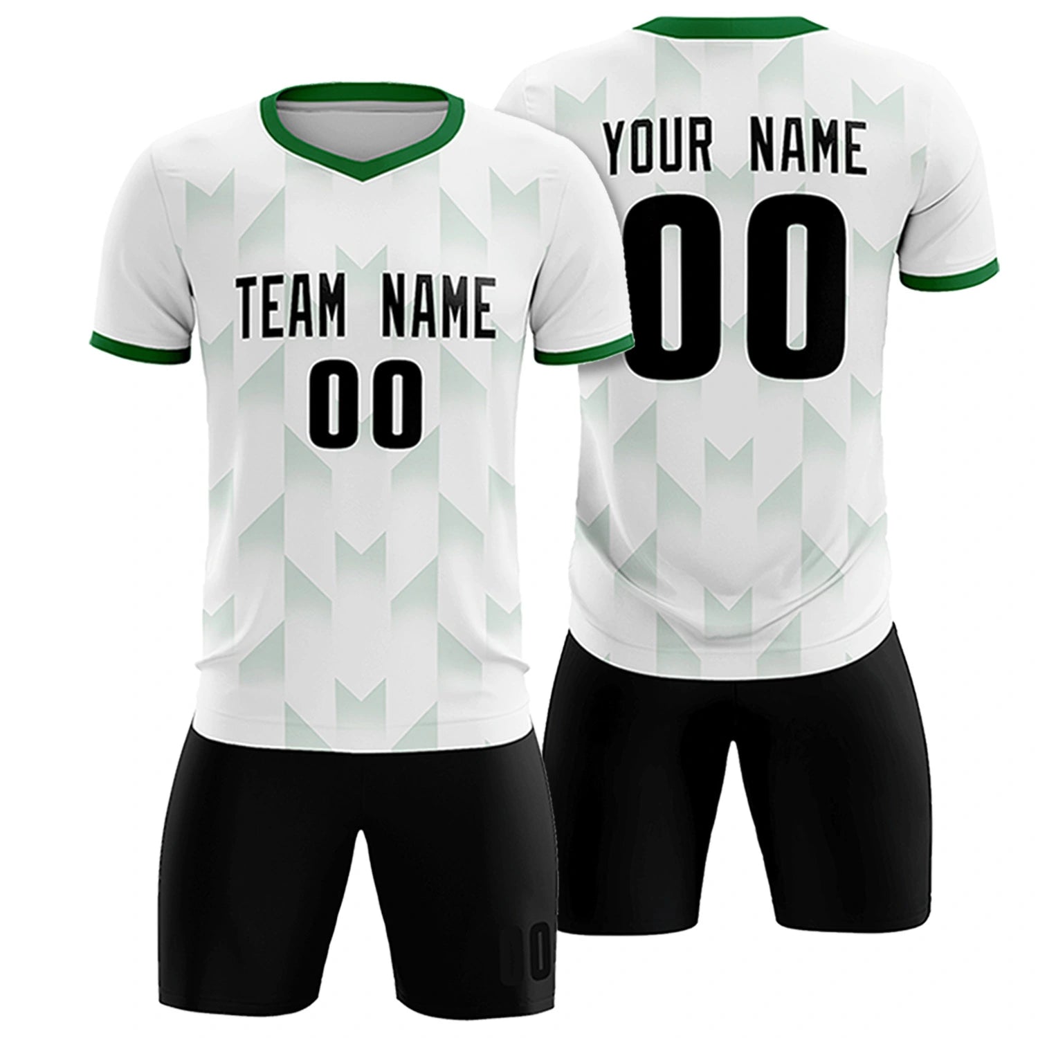 Custom White Kelly Green Men Uniform Soccer Sets Jersey