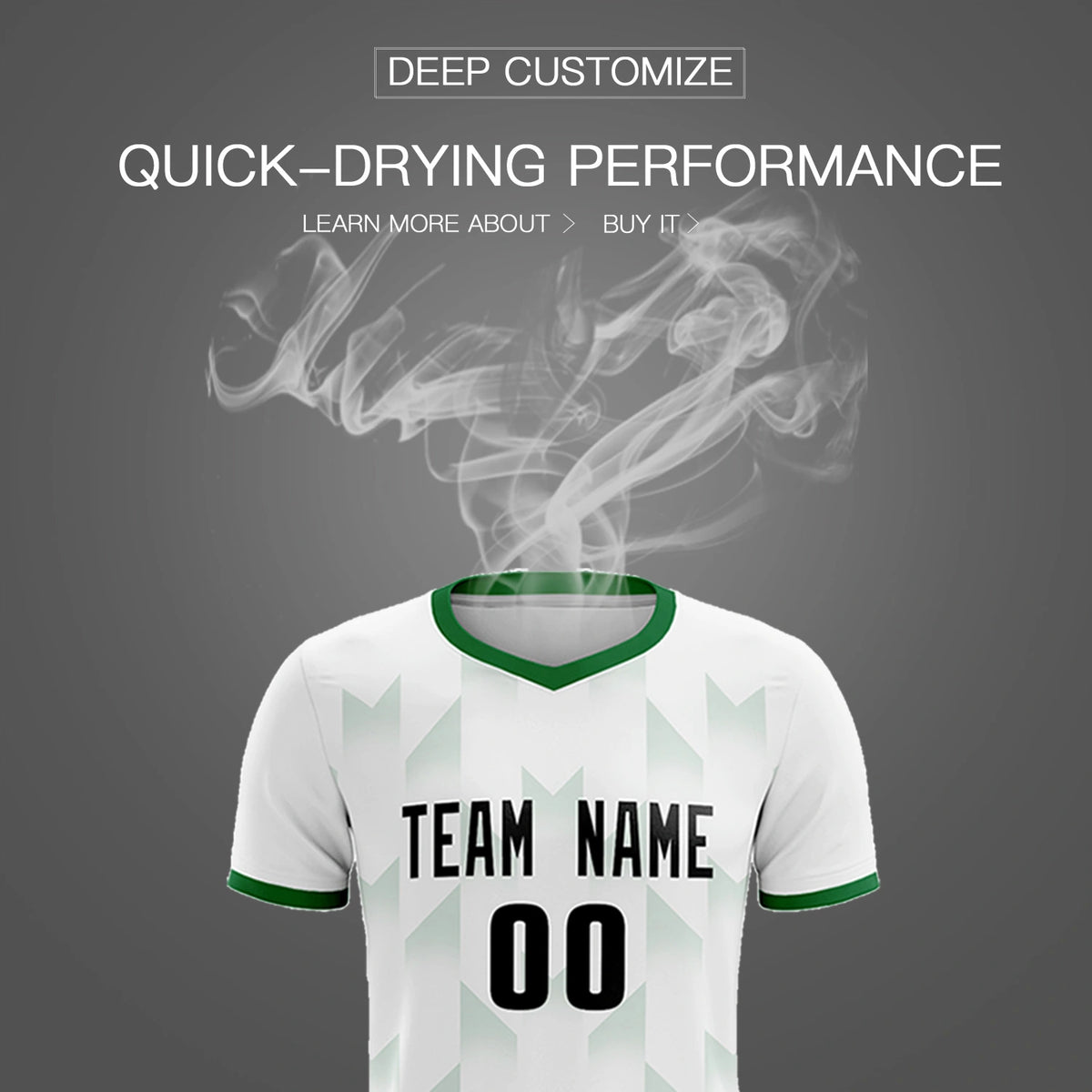 Custom White Kelly Green Men Uniform Soccer Sets Jersey