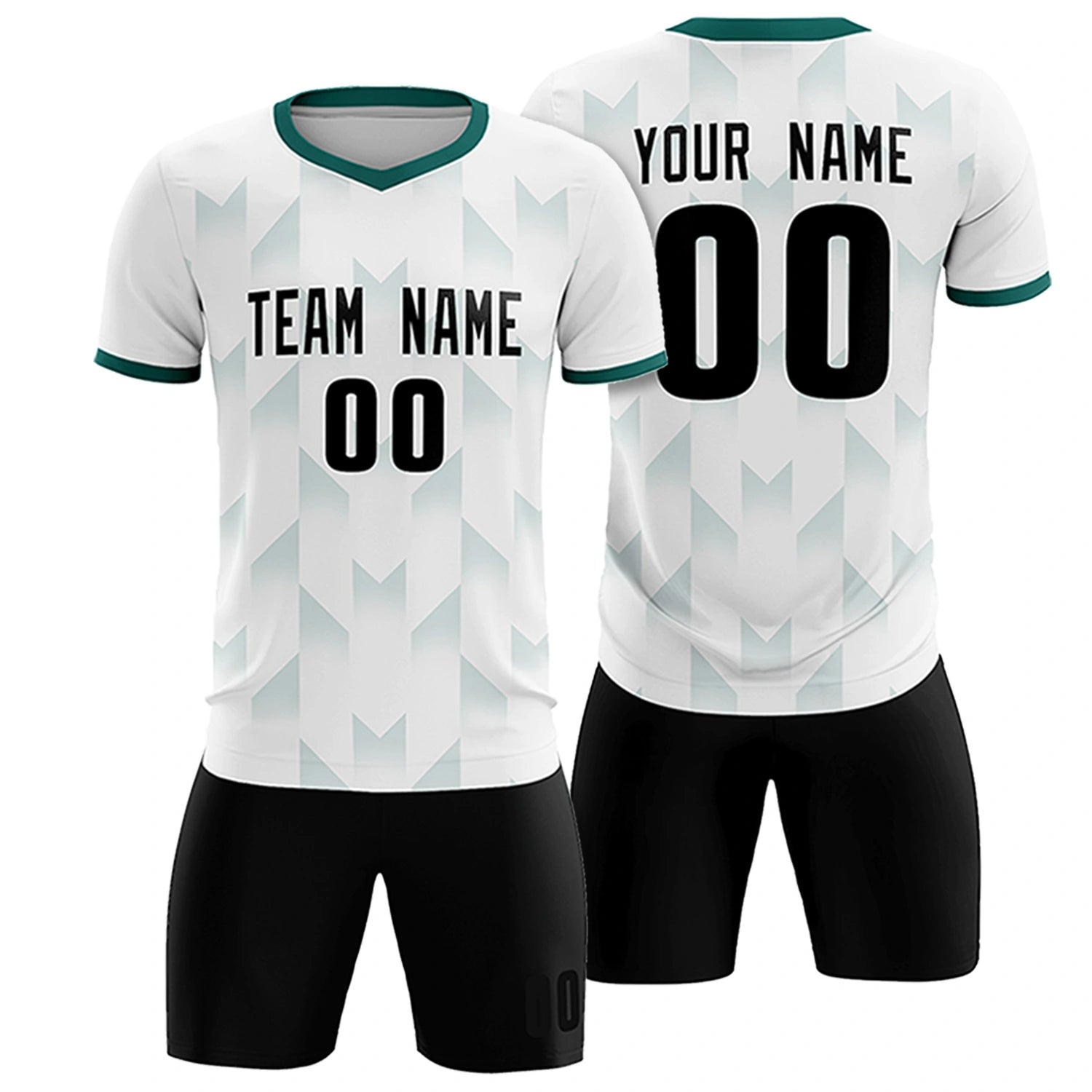 Custom White Aqua Men Uniform Soccer Sets Jersey