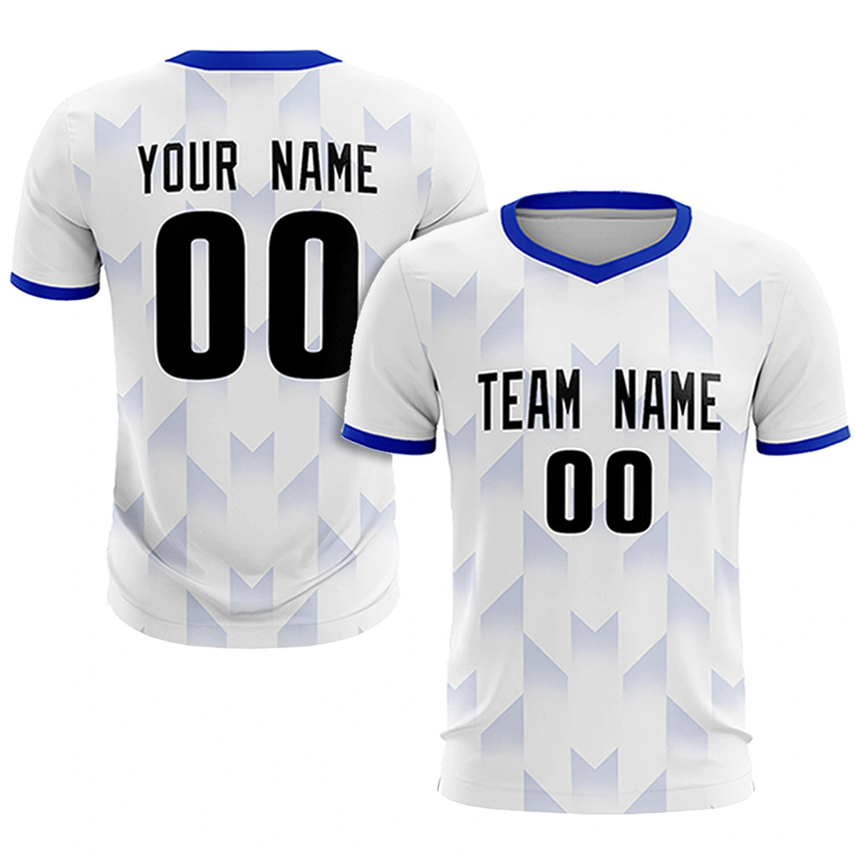 Custom White Royal Blue Men Uniform Soccer Sets Jersey