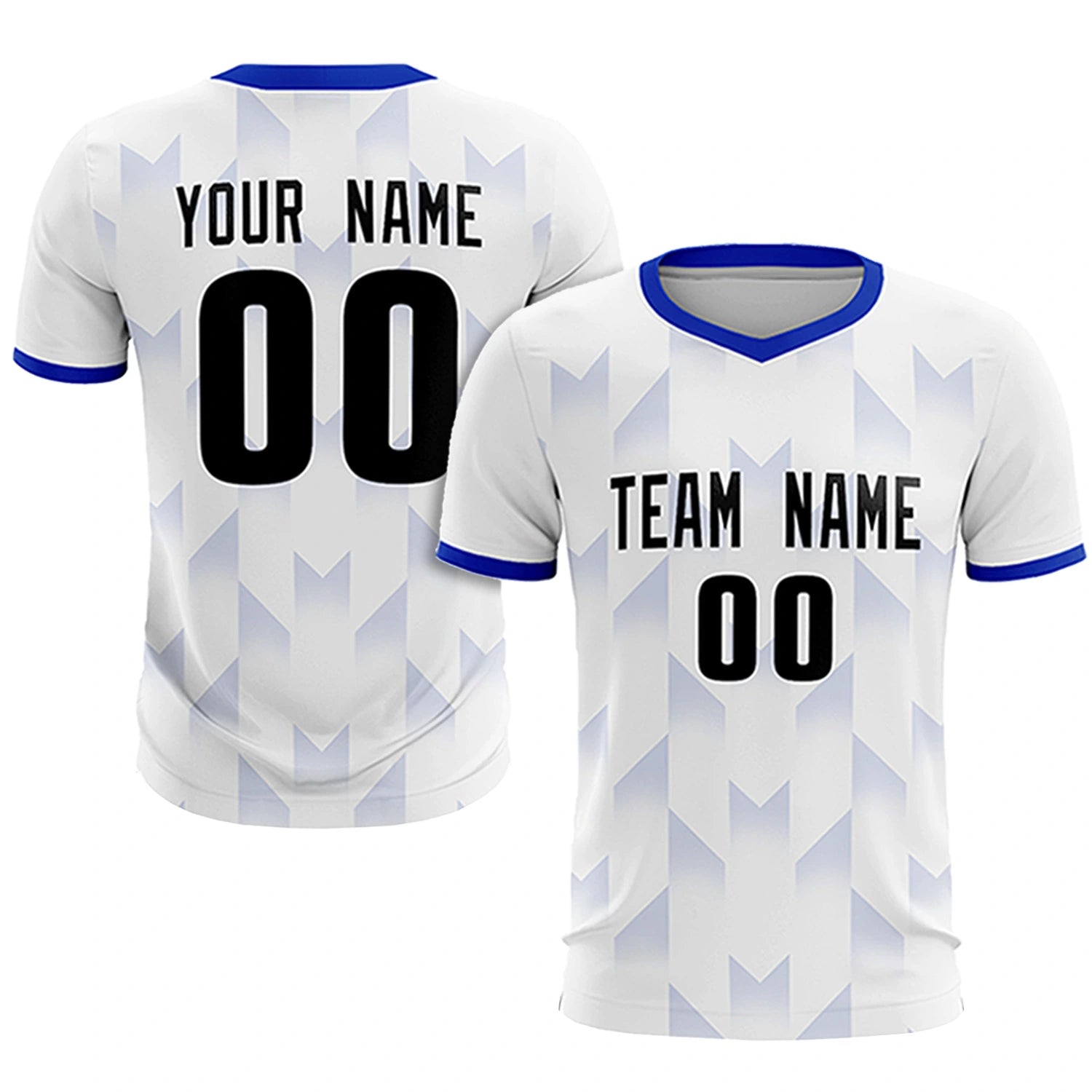 Custom White Royal Blue Men Uniform Soccer Sets Jersey