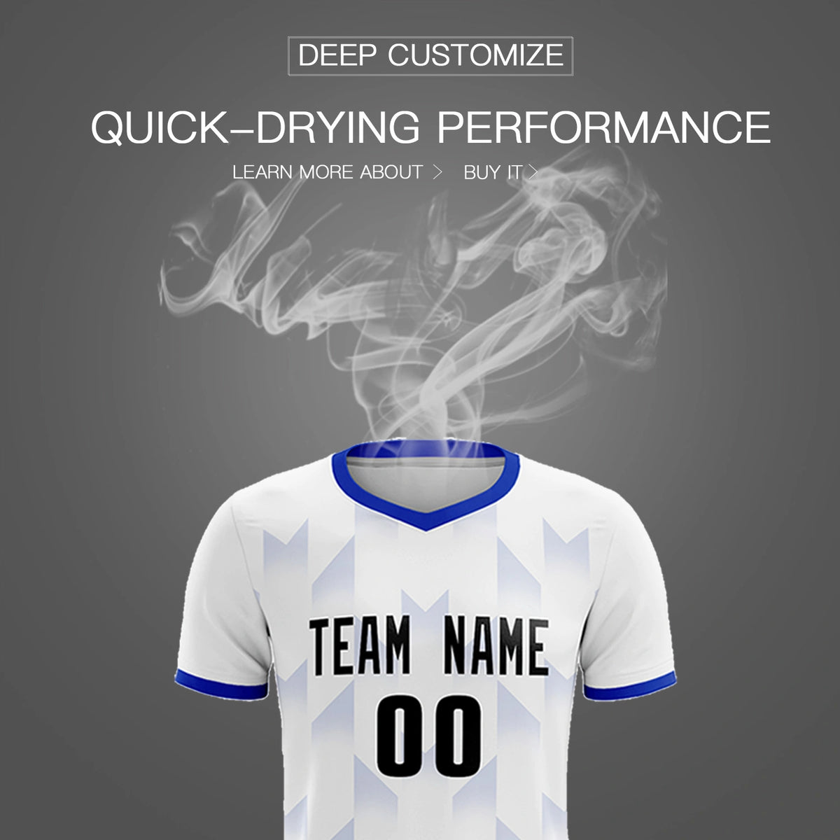 Custom White Royal Blue Men Uniform Soccer Sets Jersey