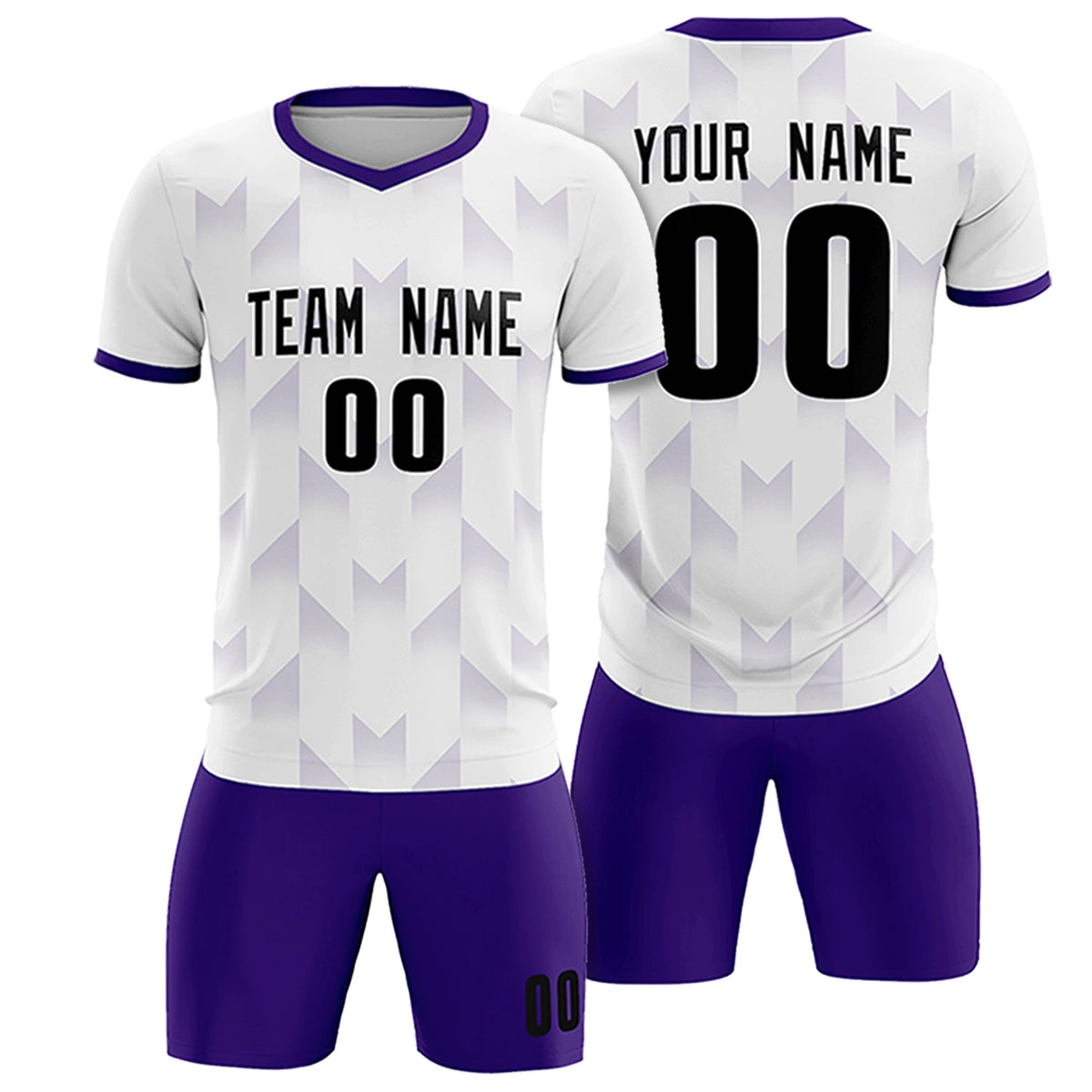 Custom White Purple Men Uniform Soccer Sets Jersey