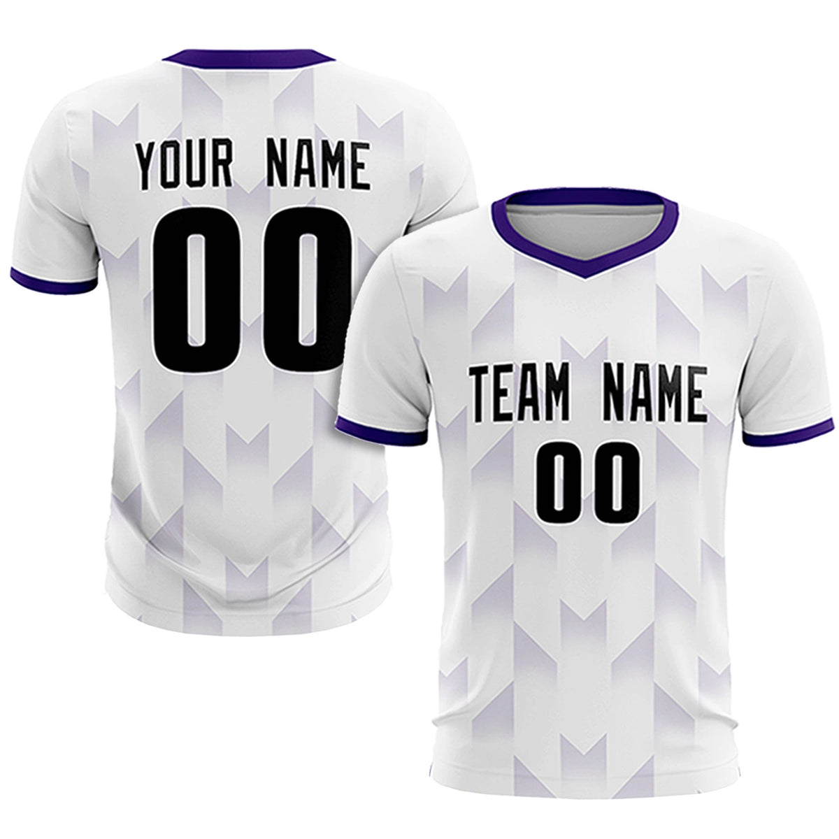 Custom White Purple Men Uniform Soccer Sets Jersey