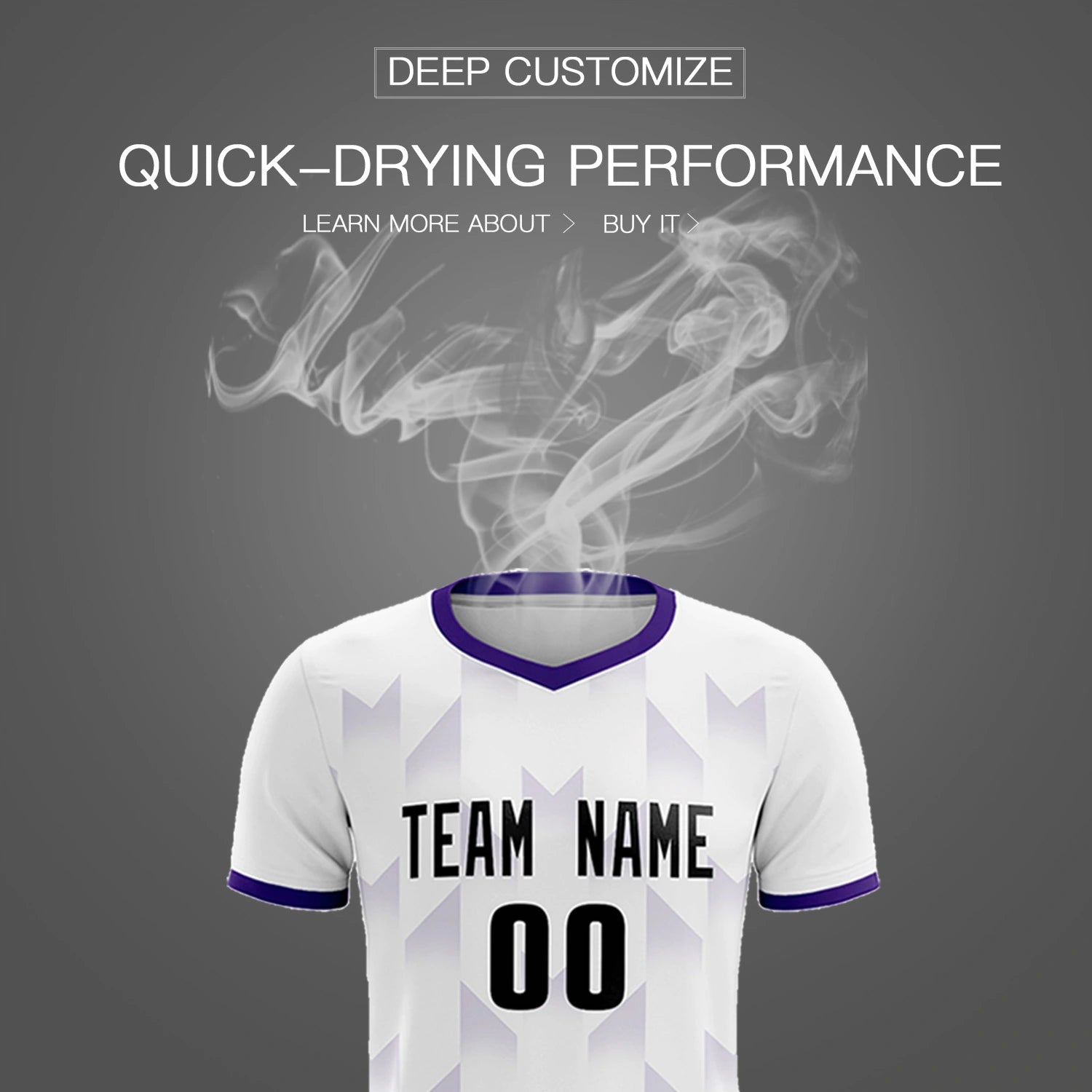 Custom White Purple Men Uniform Soccer Sets Jersey