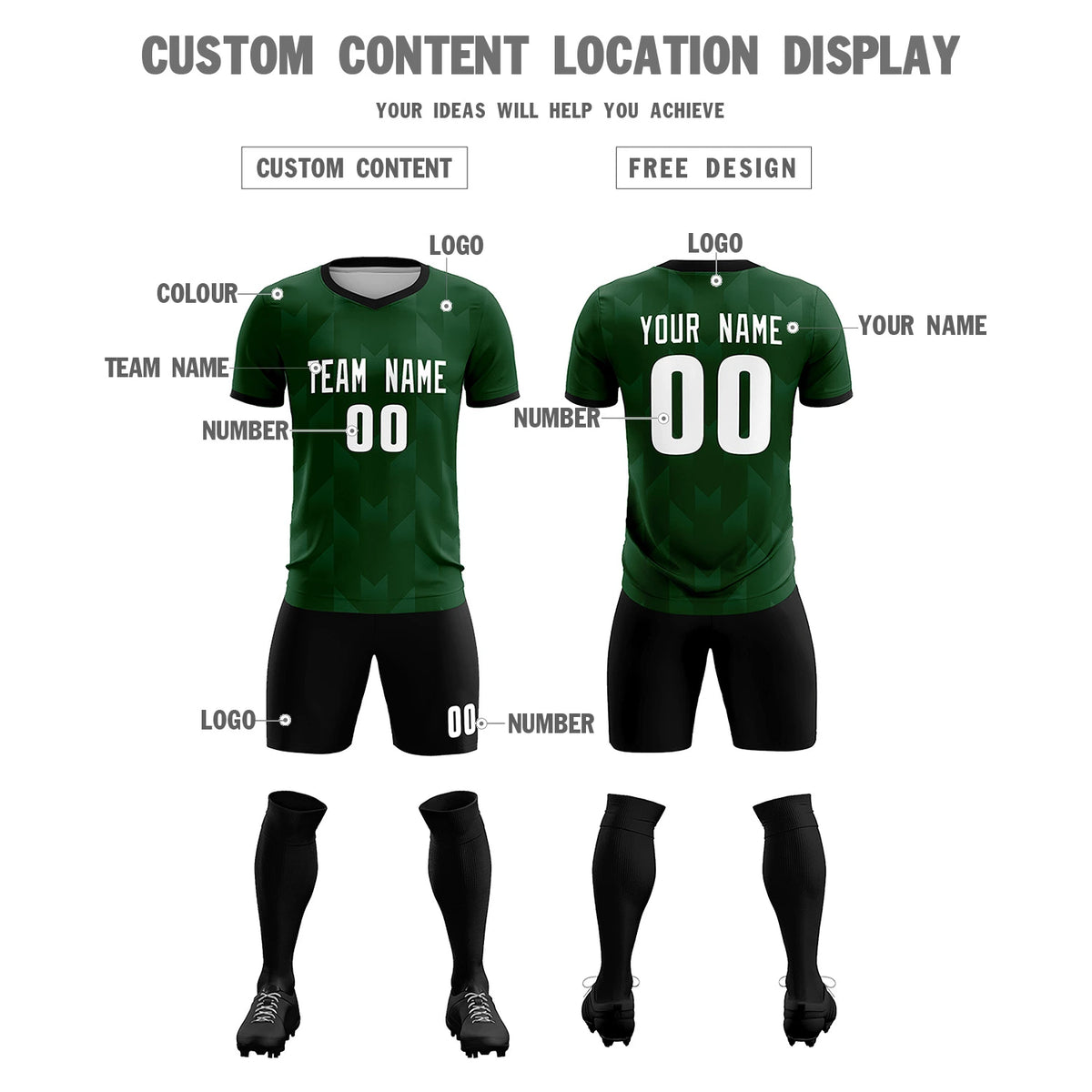 Custom Green Gray Men Uniform Soccer Sets Jersey